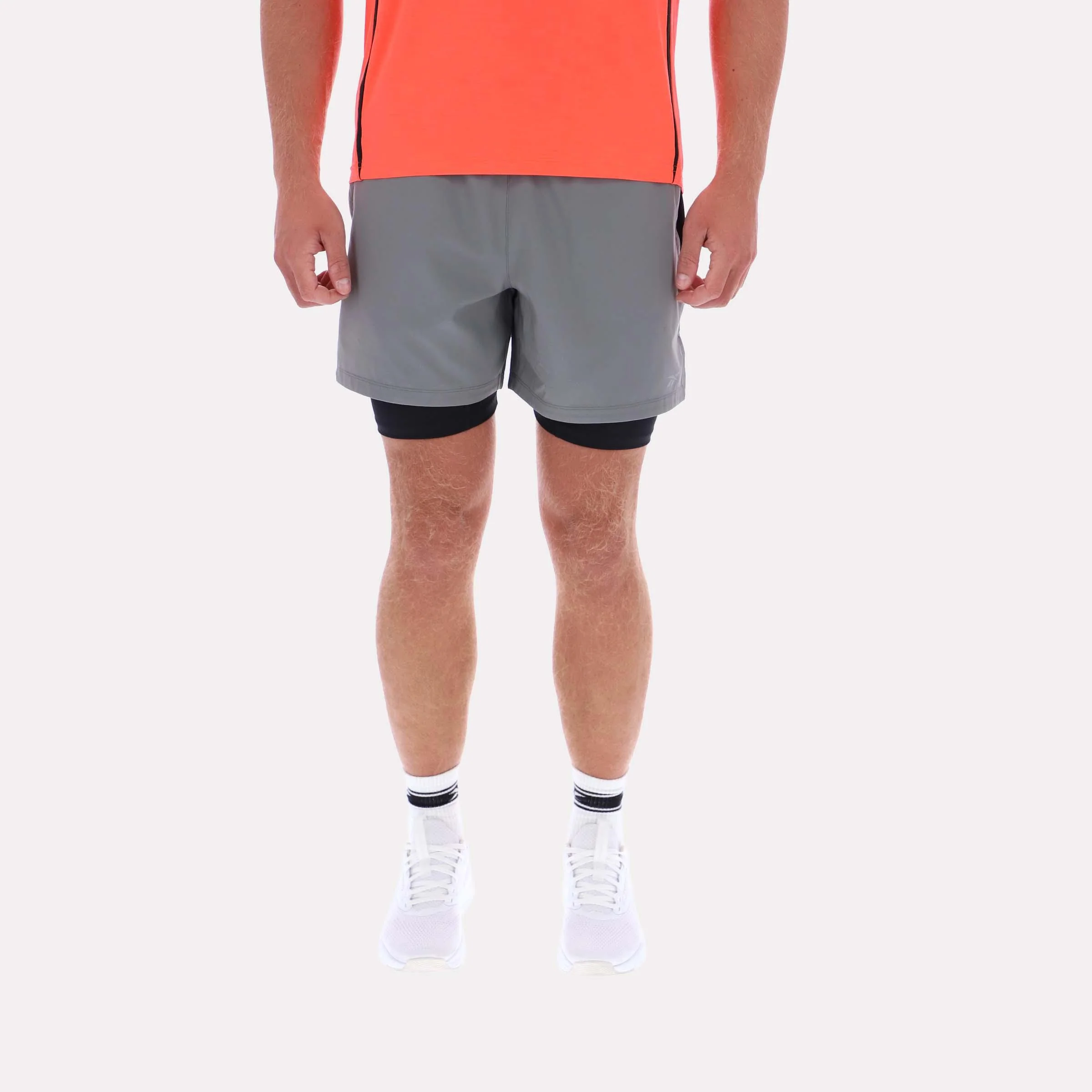 Reebok Apparel Men 2-in-1 RBK-Dry Running Shorts GREY 4