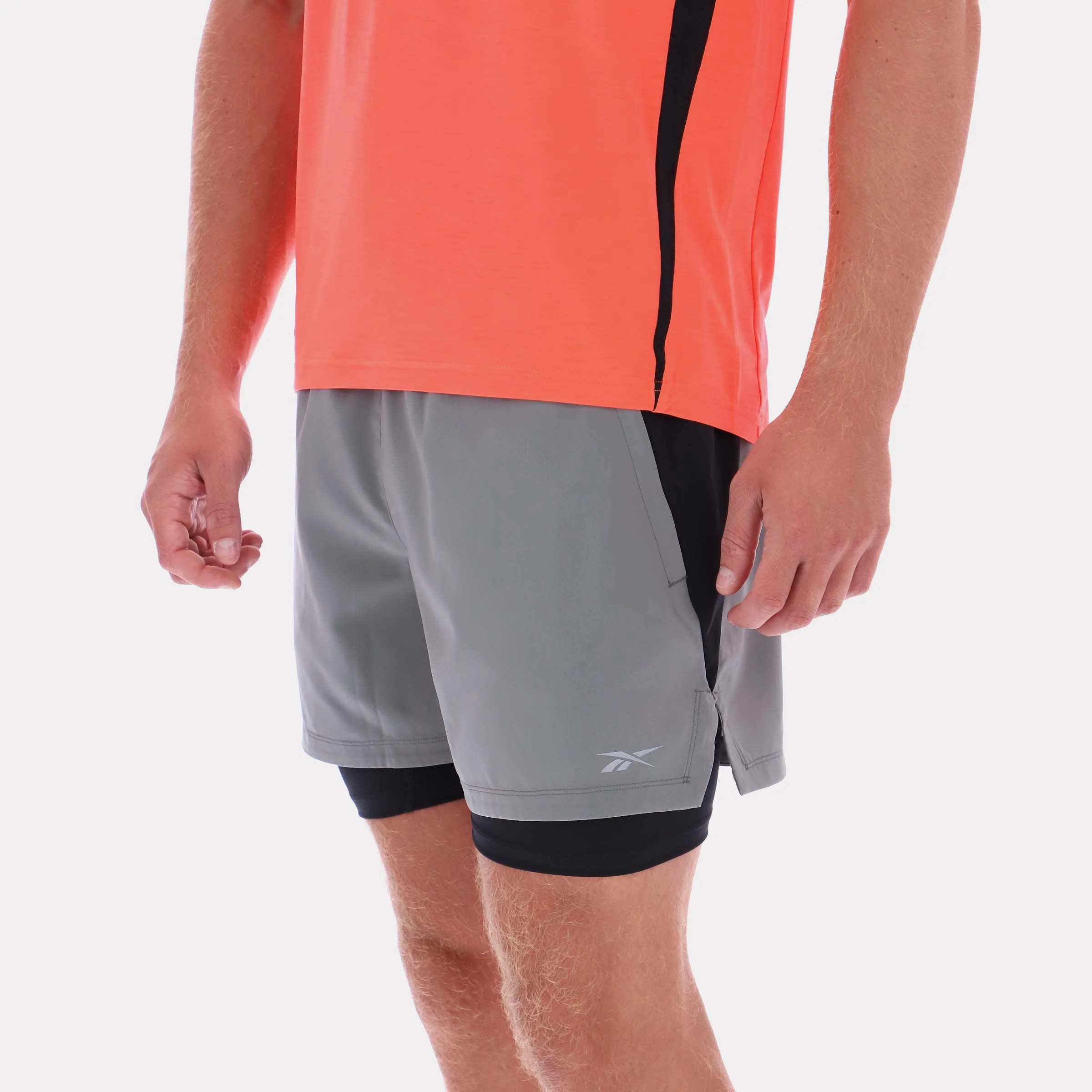 Reebok Apparel Men 2-in-1 RBK-Dry Running Shorts GREY 4 - Image 3