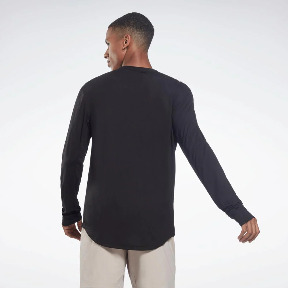 Reebok Apparel Men ACTIVCHILL+DREAMBLEND Long Sleeve Shirt BLACK - Image 3