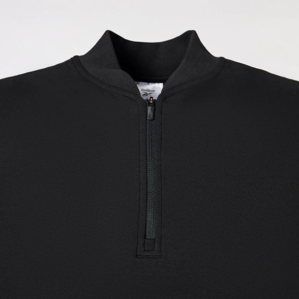 Reebok Apparel Men Active Collective DreamBlend 1/4 Zip Sweatshirt BLACK - Image 4