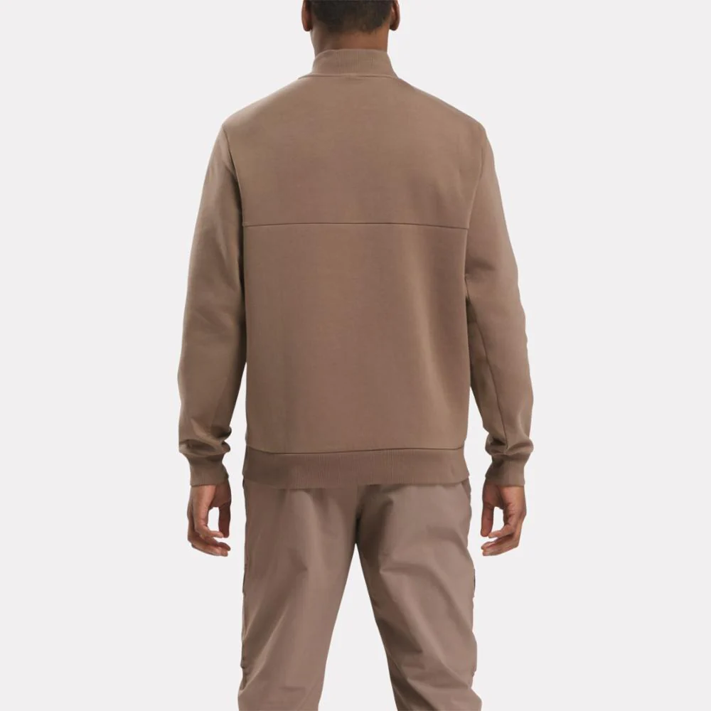 Reebok Apparel Men Active Collective DreamBlend 1/4 Zip Sweatshirt UTILITY BROWN - Image 3