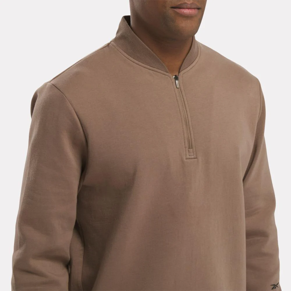 Reebok Apparel Men Active Collective DreamBlend 1/4 Zip Sweatshirt UTILITY BROWN - Image 4