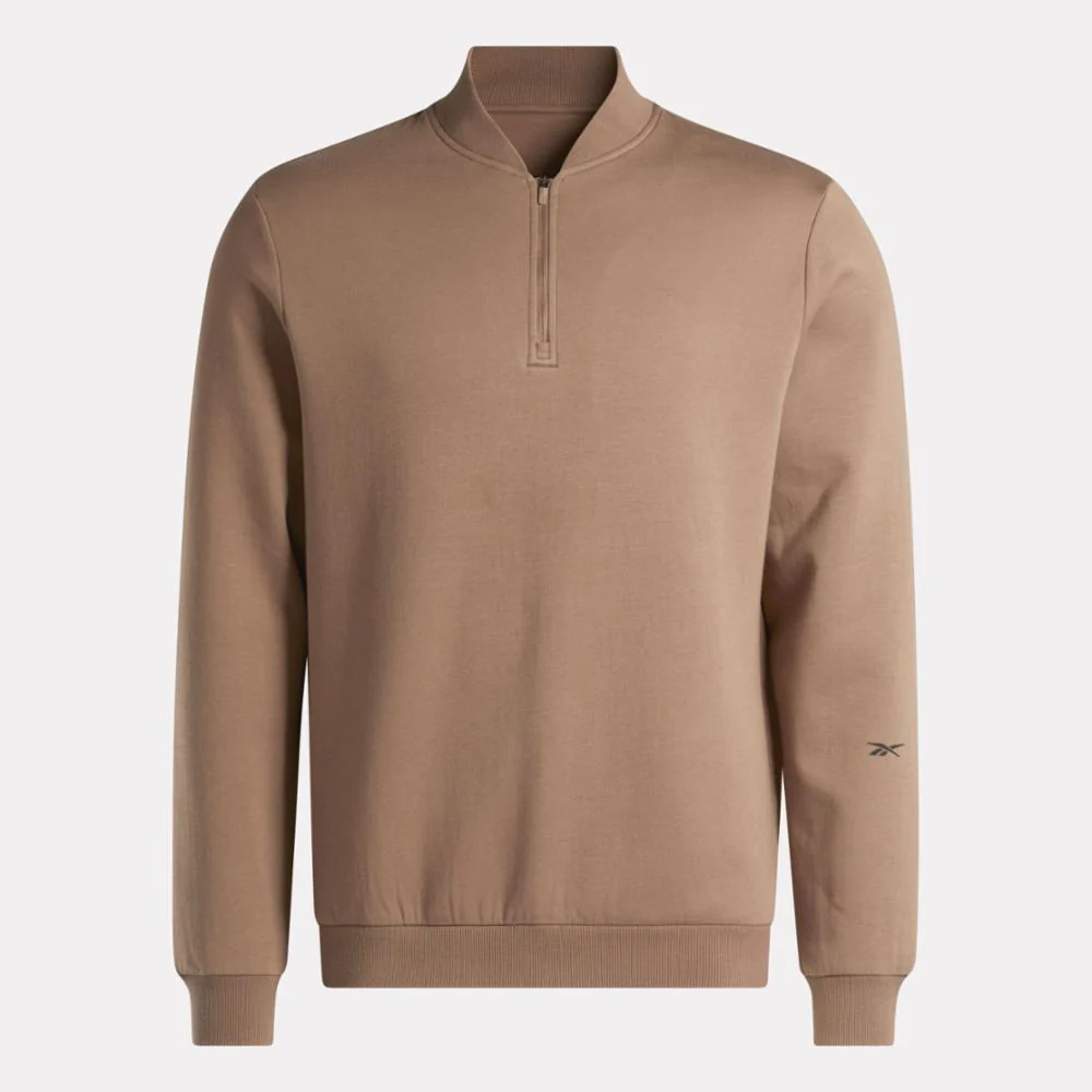 Reebok Apparel Men Active Collective DreamBlend 1/4 Zip Sweatshirt UTILITY BROWN - Image 6