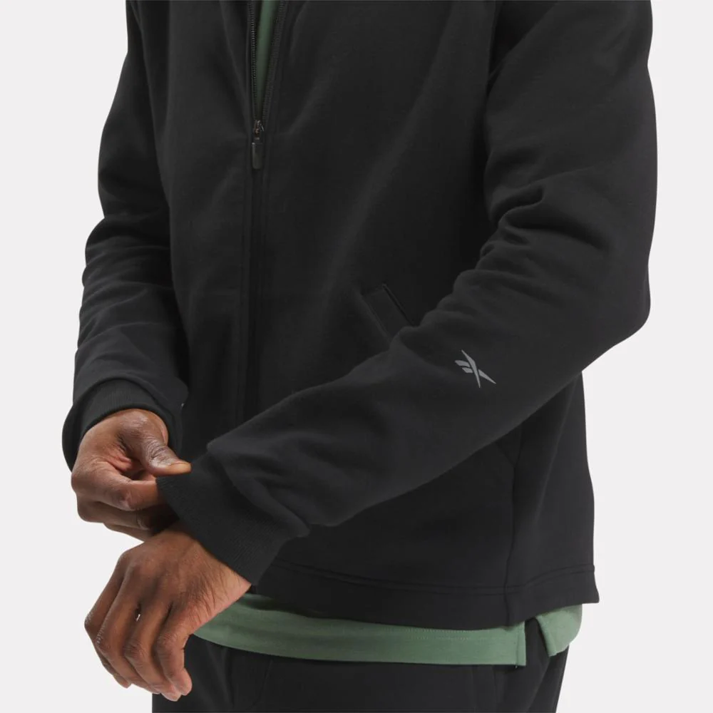 Reebok Apparel Men Active Collective DREAMBLEND Full-Zip Hoodie BLACK - Image 4