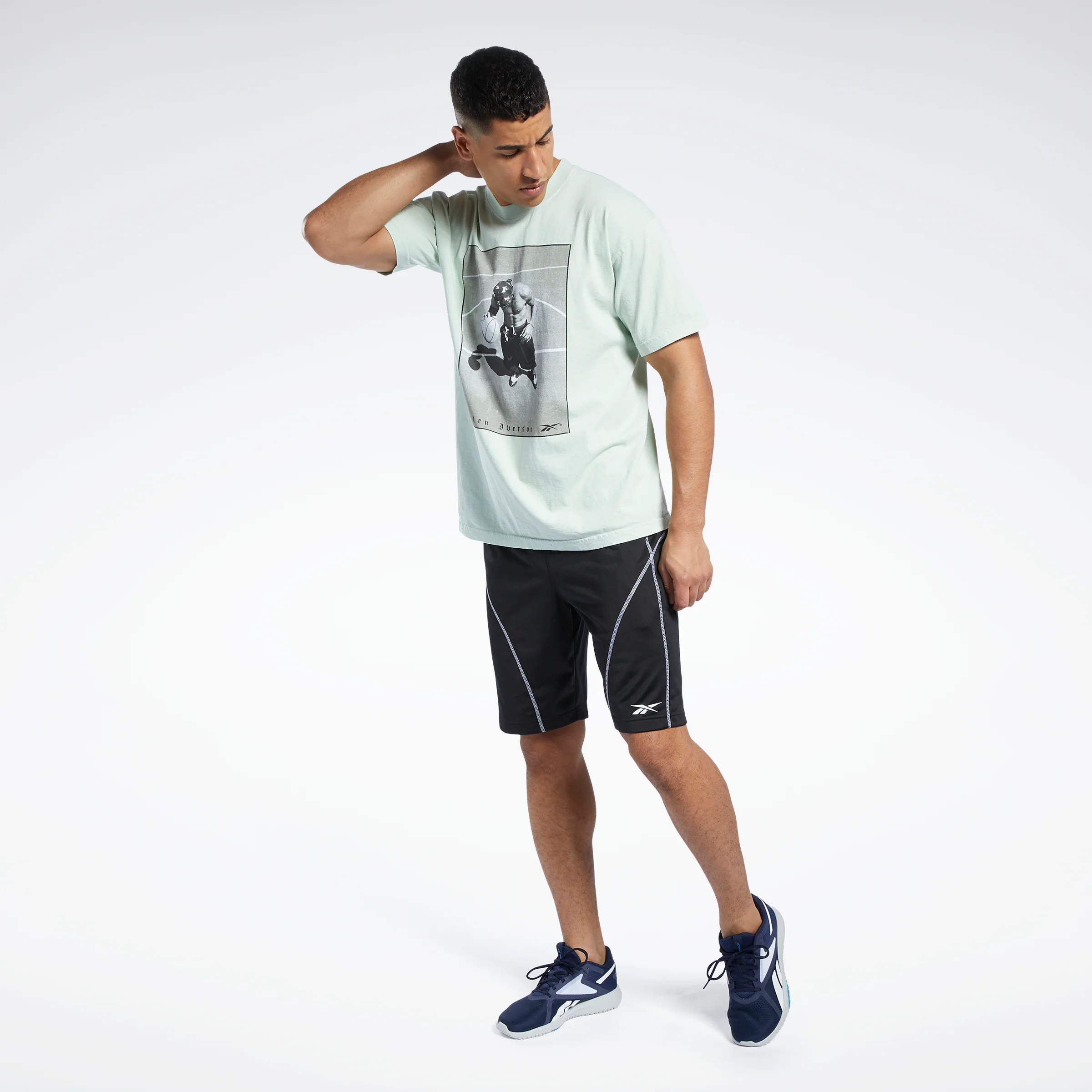 Reebok Apparel Men Allen Iverson Court Life Halftone T-Shirt Gd Seafoam - Image 2