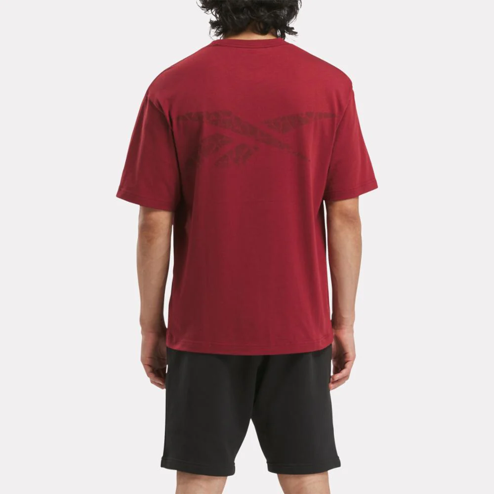 Reebok Apparel Men Back Vector Unearthed T-Shirt RICH MAROON - Image 3