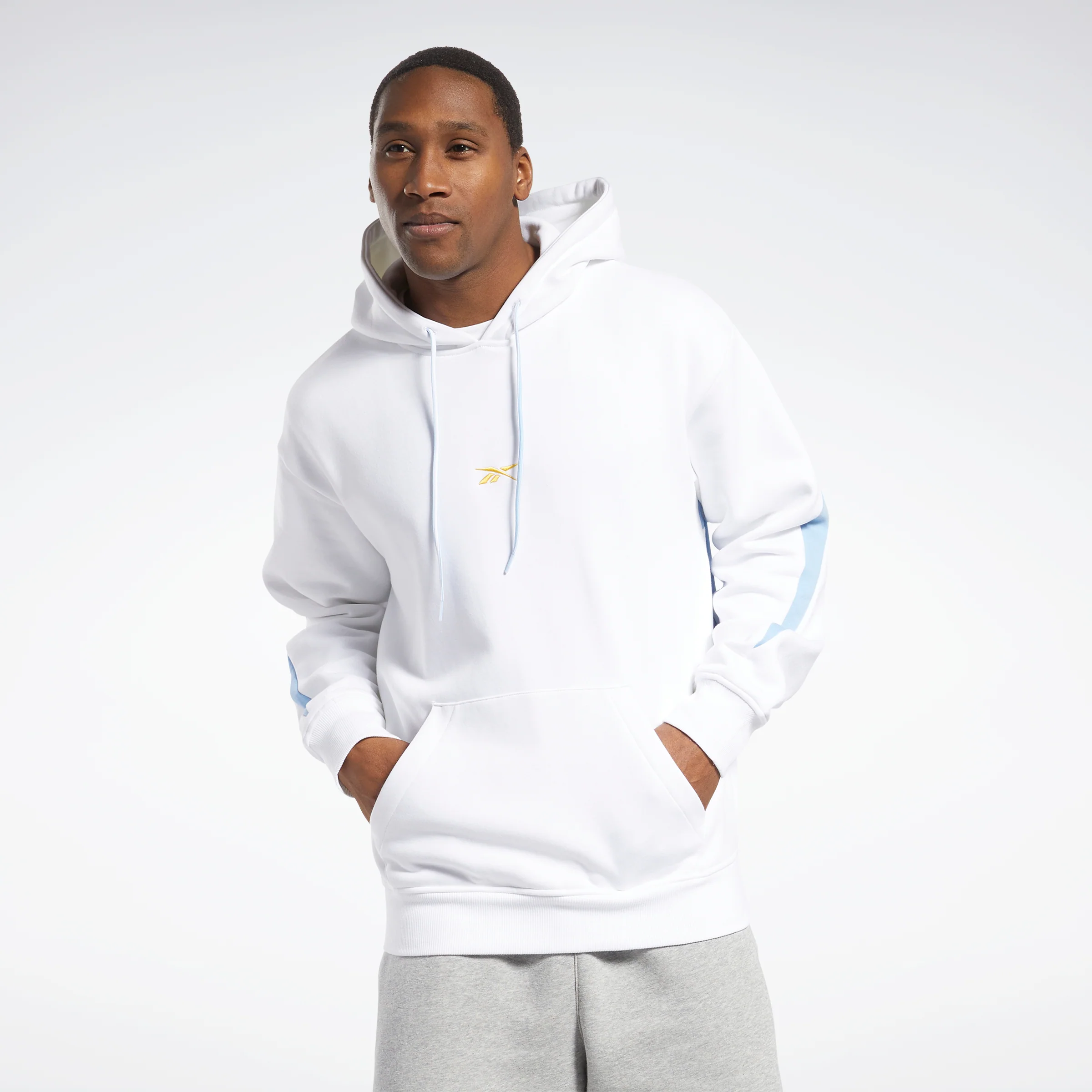 Reebok Apparel Men Basketball Back Vector Fleece Hoodie White