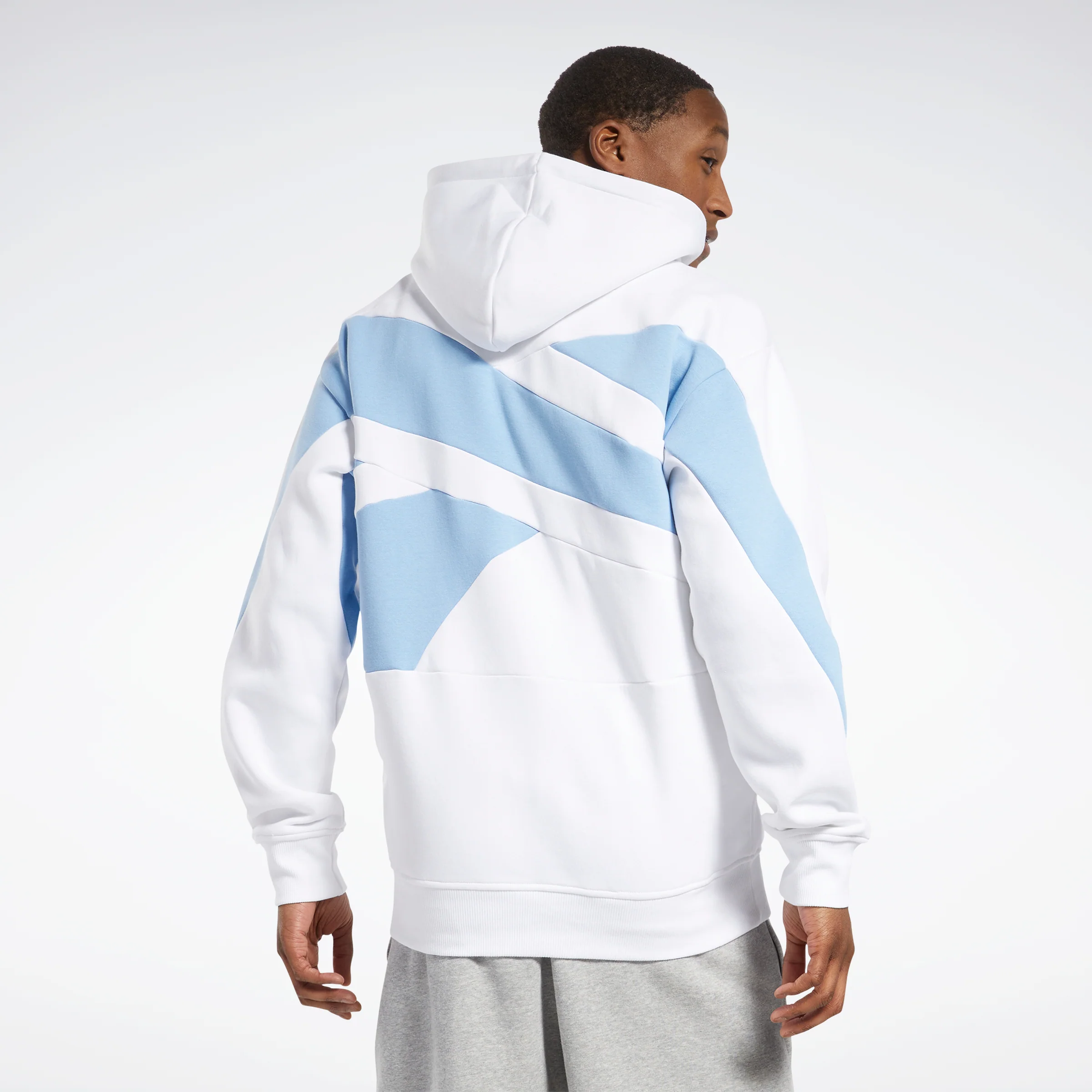 Reebok Apparel Men Basketball Back Vector Fleece Hoodie White - Image 3