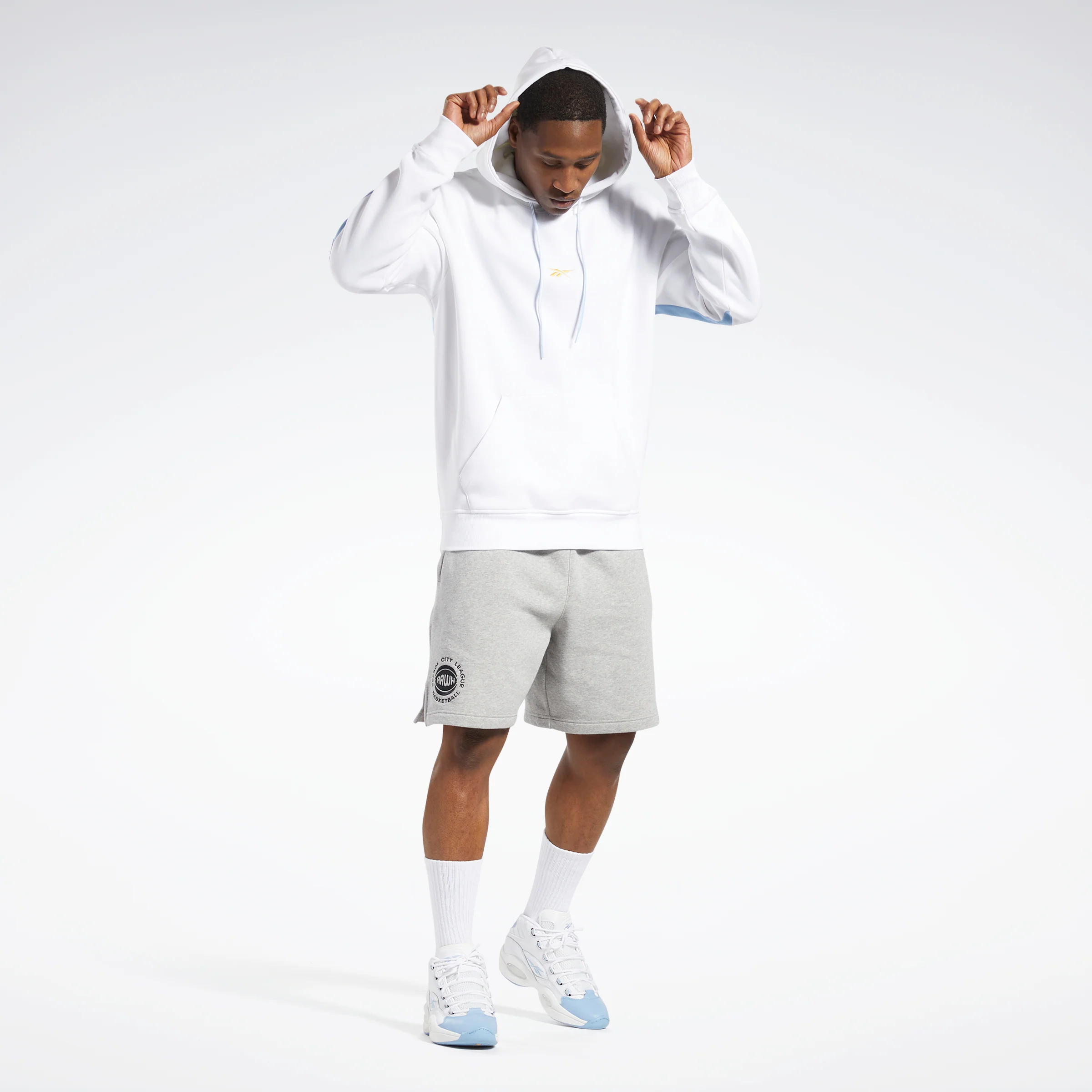 Reebok Apparel Men Basketball Back Vector Fleece Hoodie White - Image 6