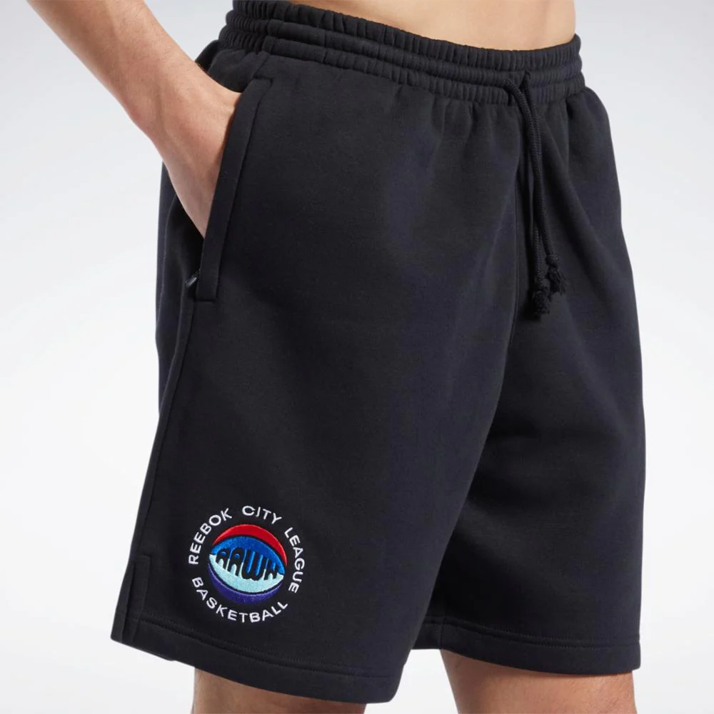 Reebok Apparel Men Basketball City Fleece Shorts BLACK - Image 4