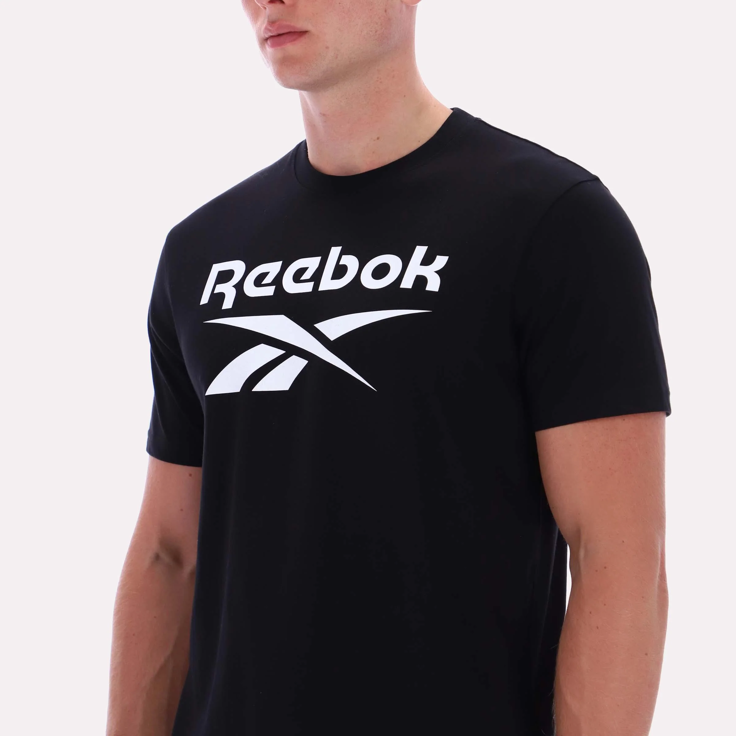 Reebok Apparel Men Big Logo Crewneck Short Sleeve Tee BLACK - Image 3