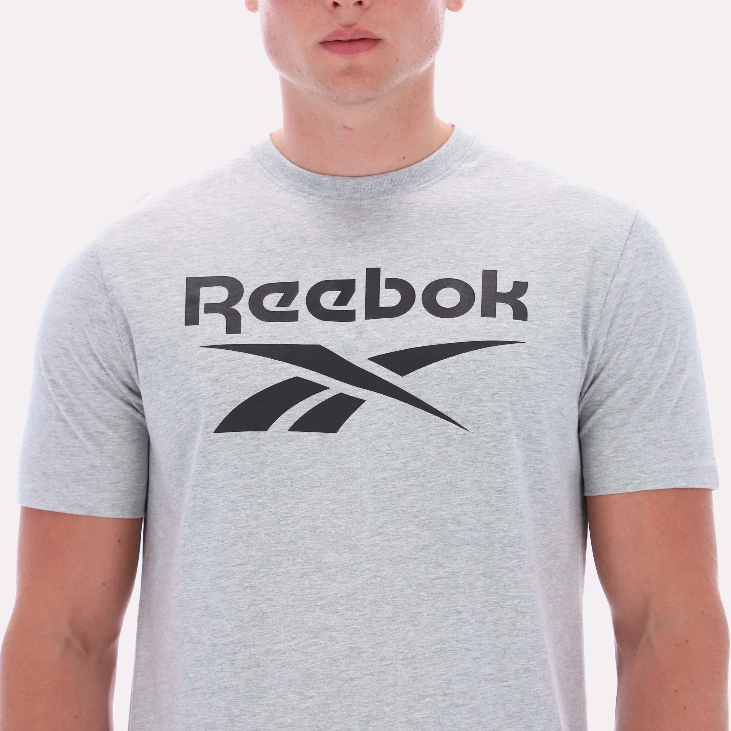 Reebok Apparel Men Big Logo Crewneck Short Sleeve Tee LIGHT GREY MARL - Image 4