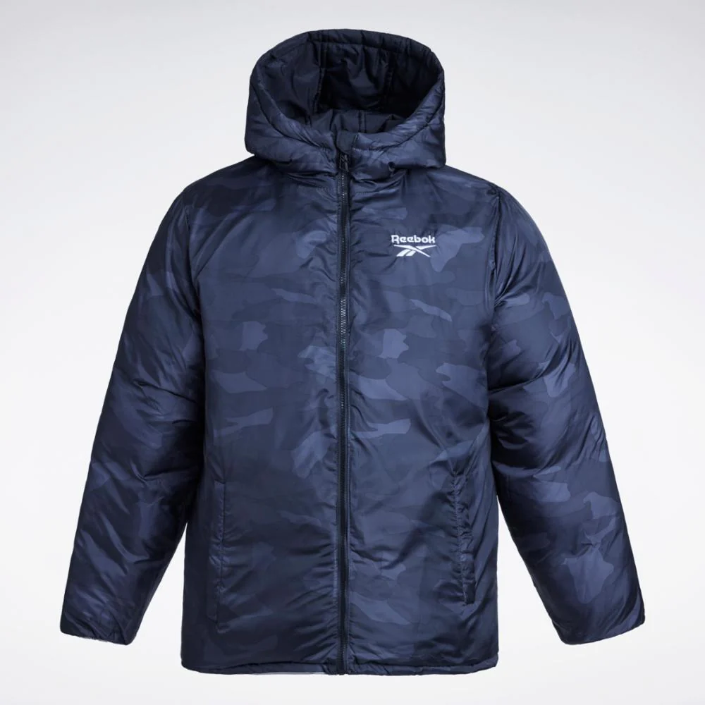 Reebok Apparel Men Classic Colorblock Reversible Puffer Jacket PURE GREY/BLACK - Image 2