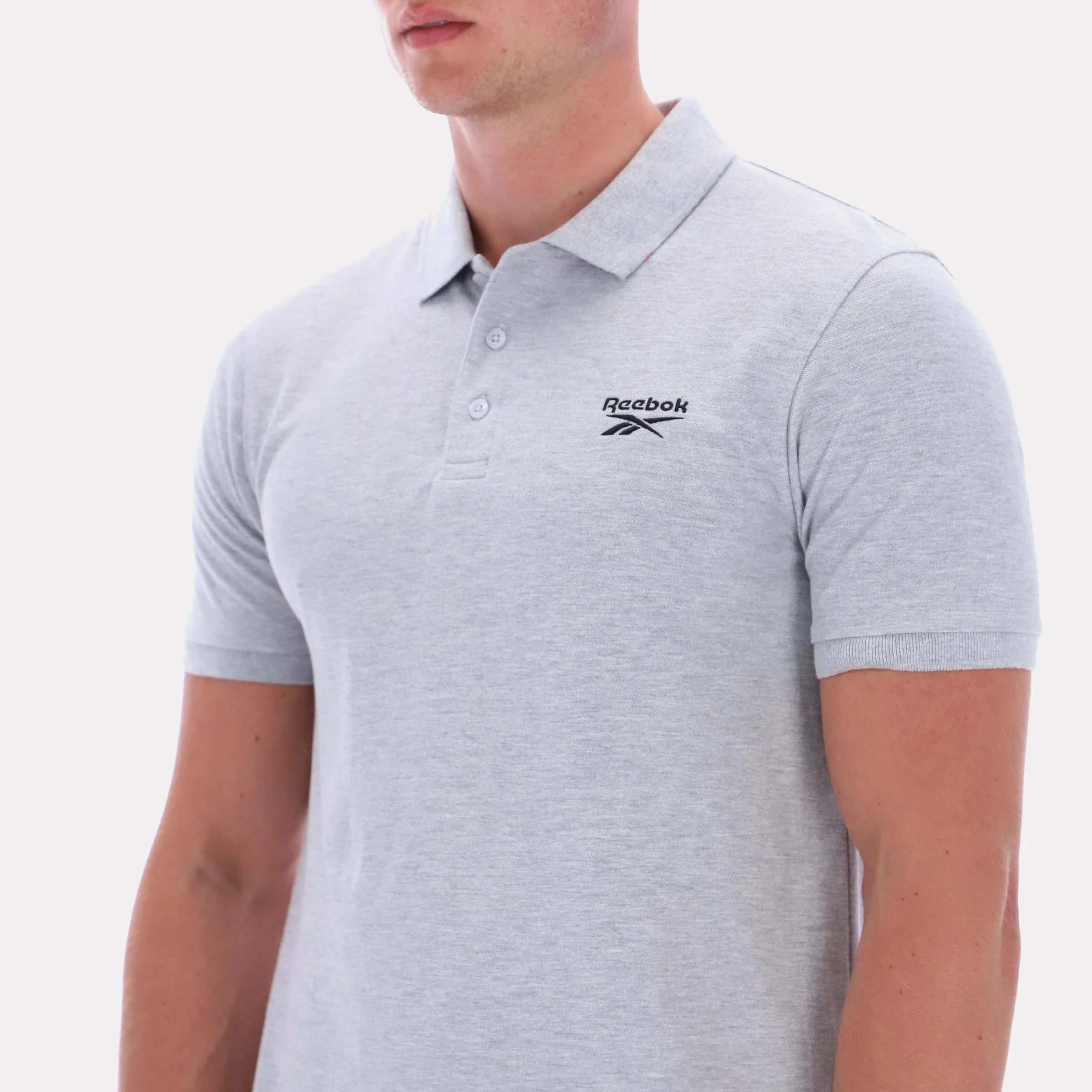 Reebok Apparel Men Classics Embroidered Polo Short Sleeve Shirt LIGHT GREY MARL - Image 2