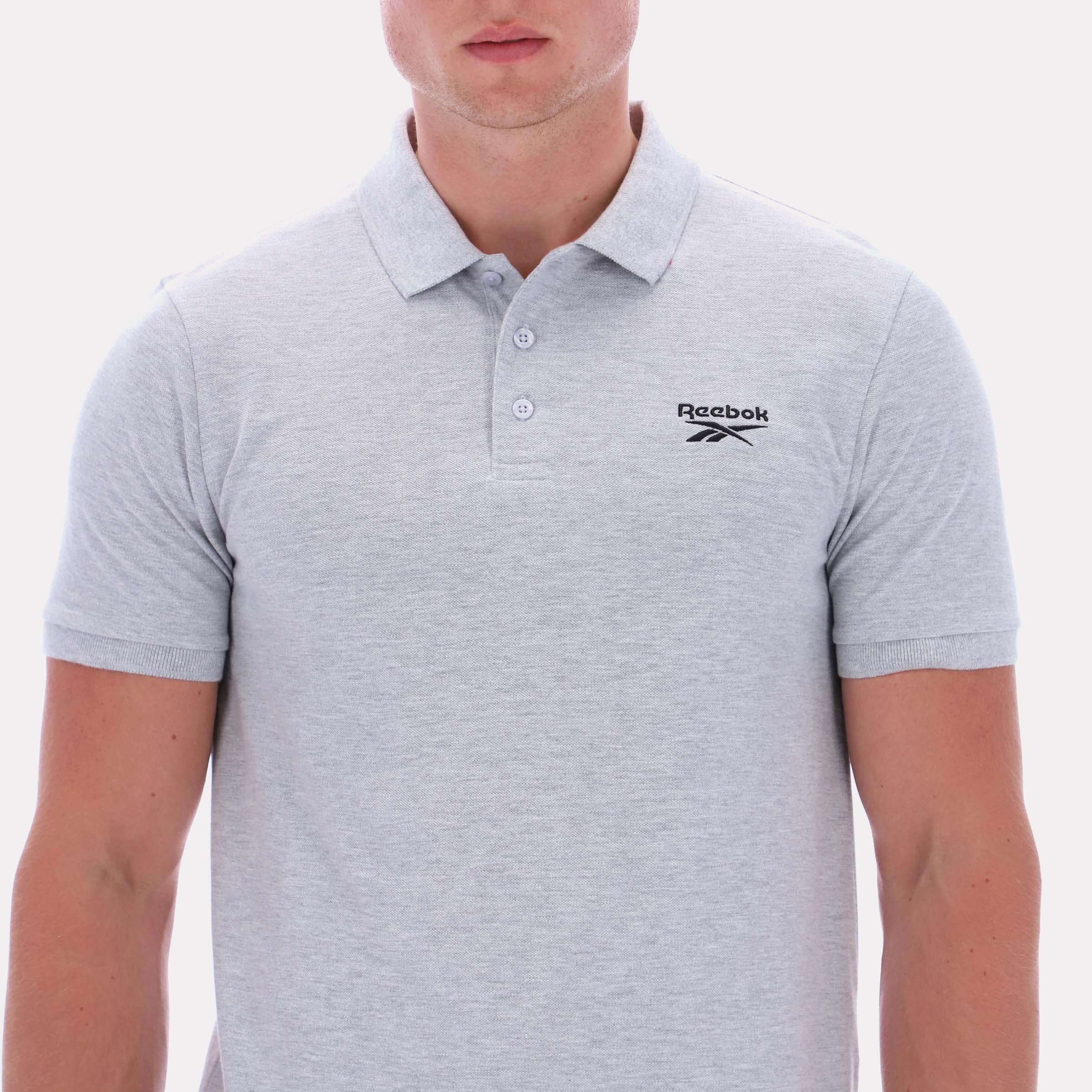 Reebok Apparel Men Classics Embroidered Polo Short Sleeve Shirt LIGHT GREY MARL - Image 3