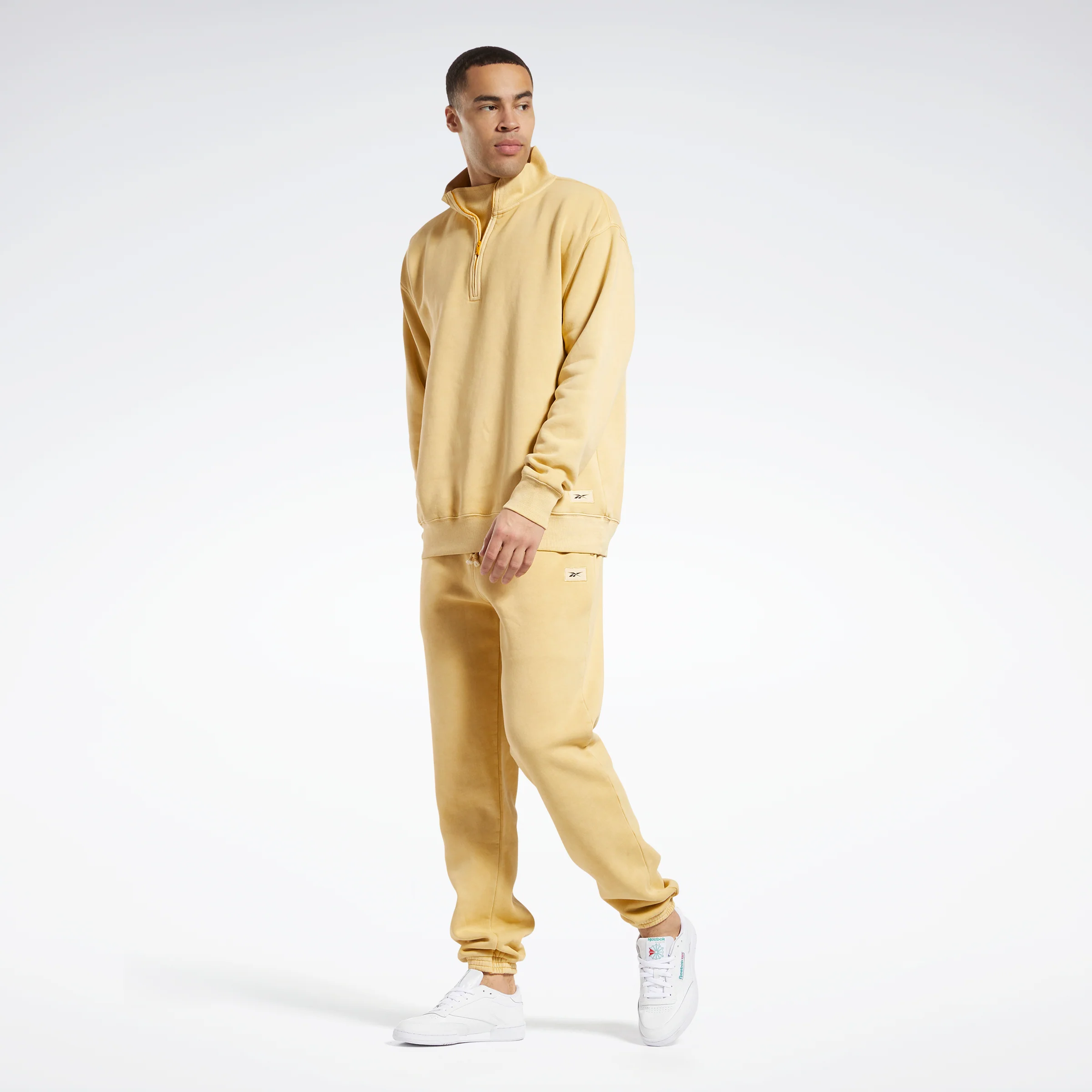 Reebok Apparel Men Classics Natural Dye Quarter-Zip Sweatshirt Bright Ochre - Image 2
