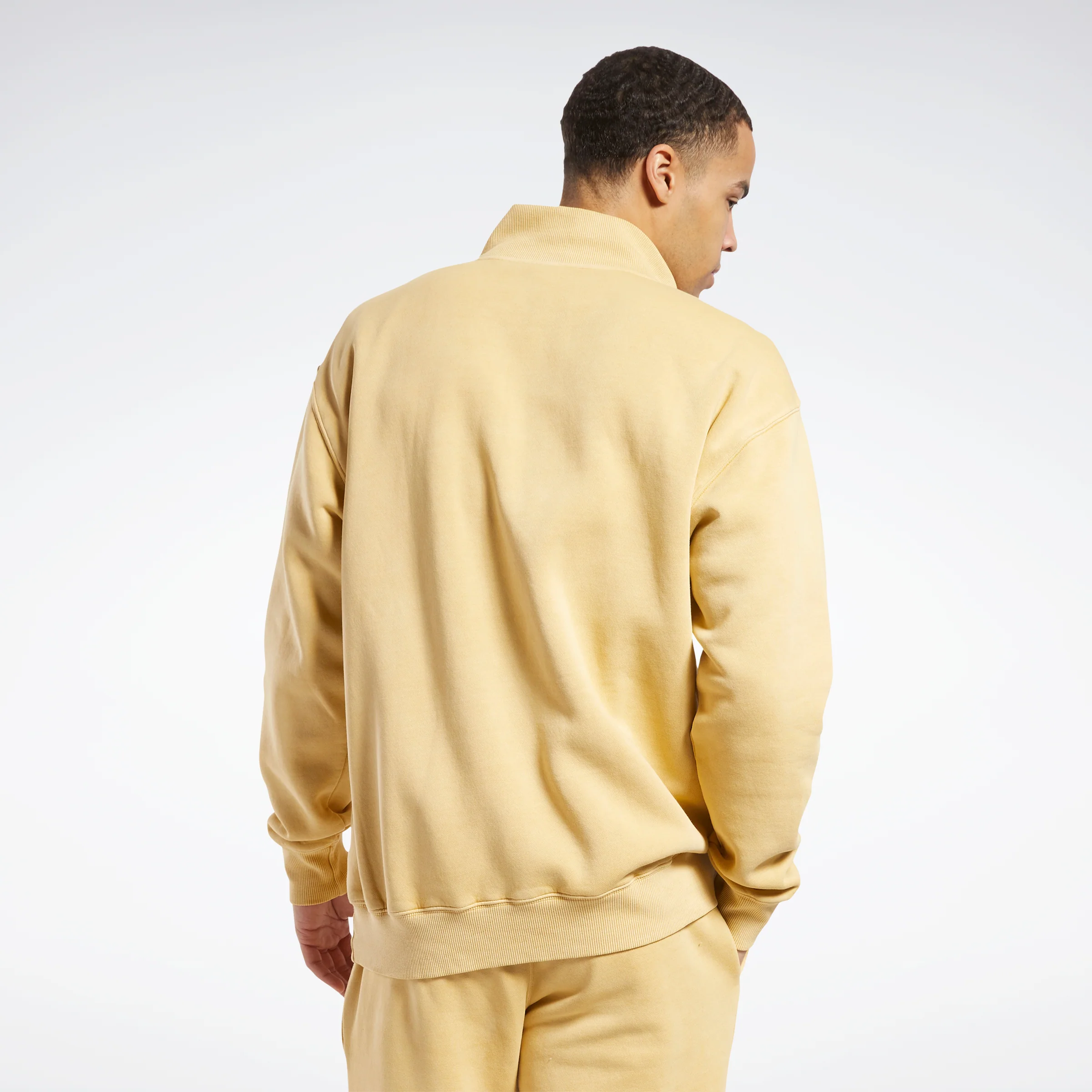 Reebok Apparel Men Classics Natural Dye Quarter-Zip Sweatshirt Bright Ochre - Image 3
