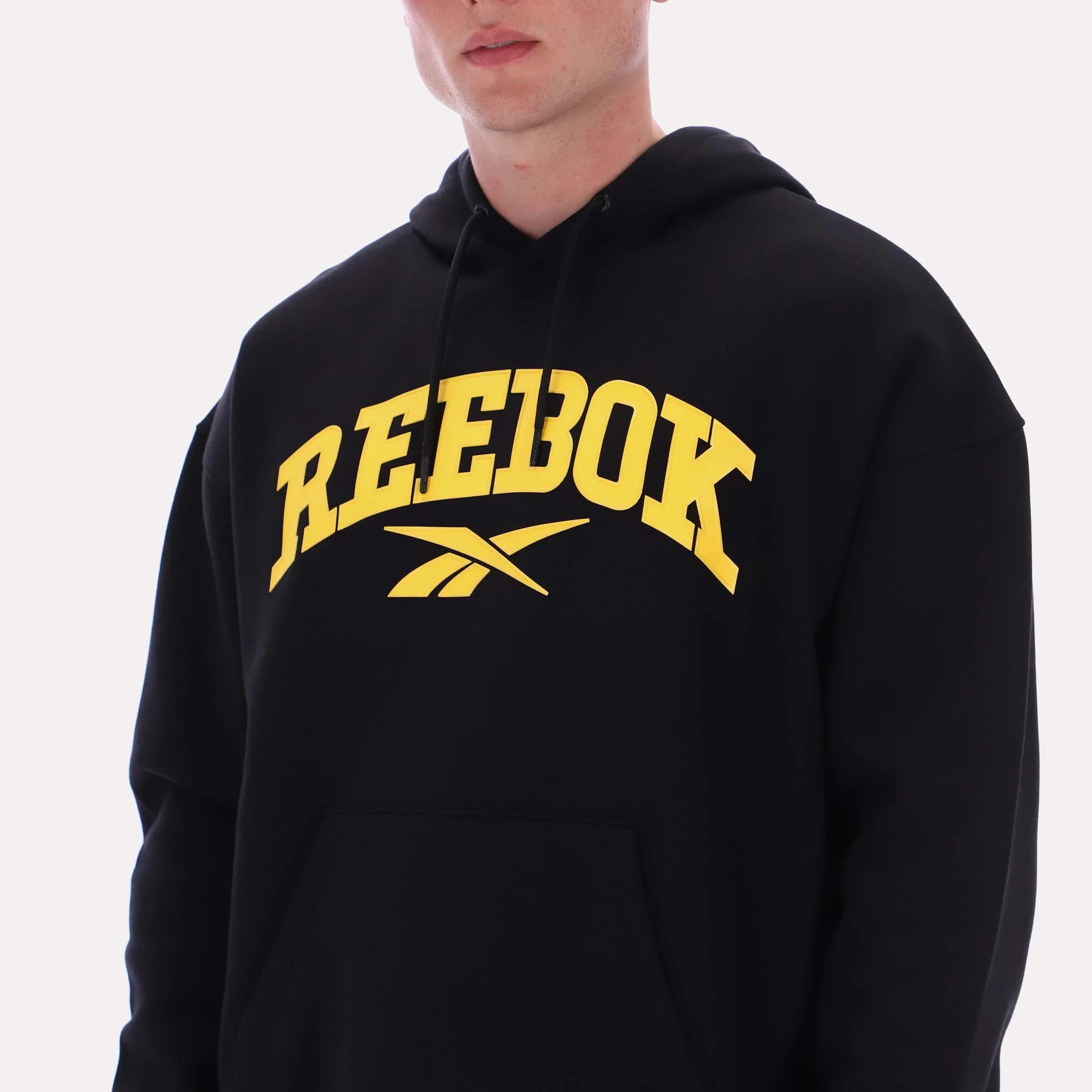Reebok Apparel Men Classics Varsity Logo Hoodie BLACK - Image 3