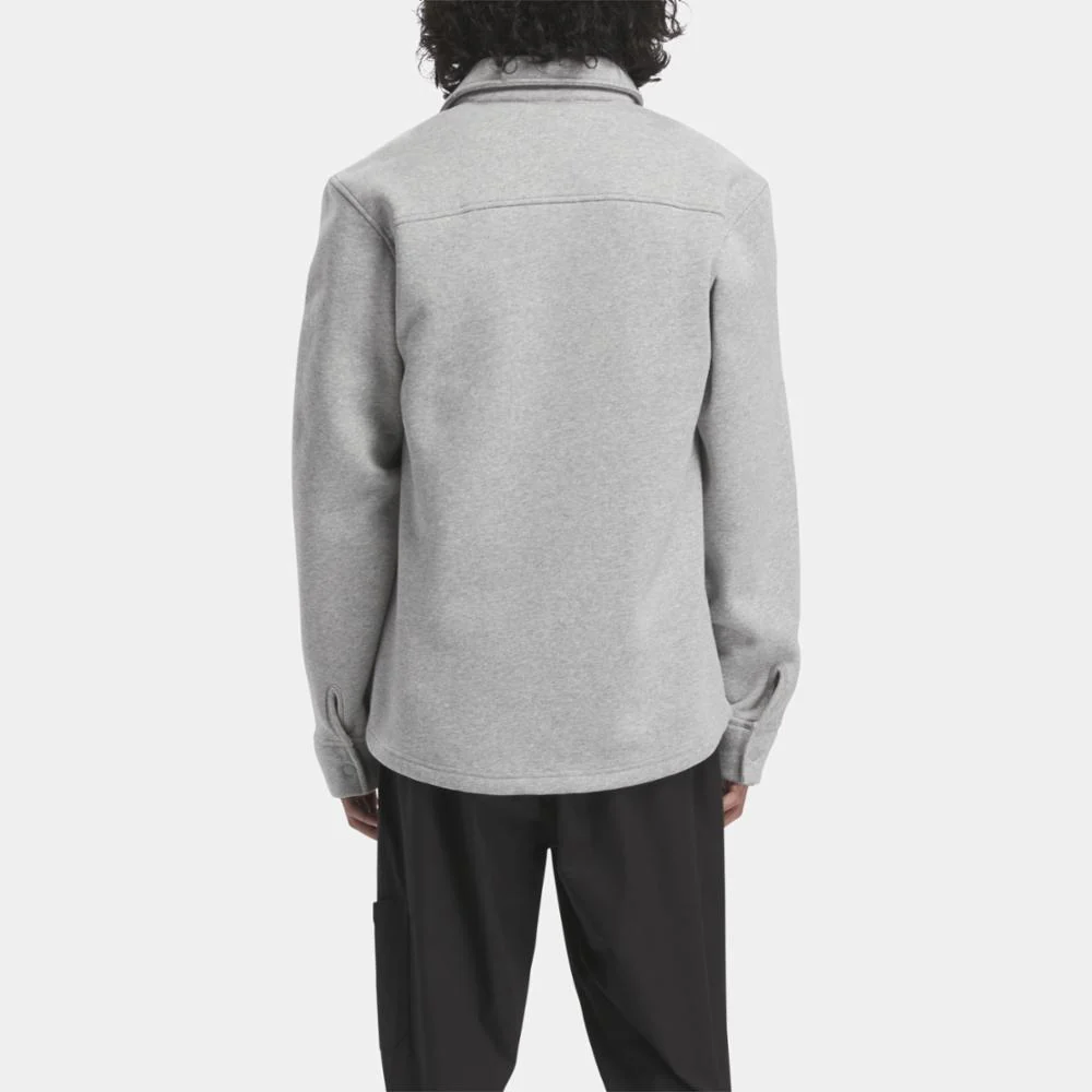 Reebok Apparel Men Classics Wardrobe Essentials Fleece Overshirt MEDIUM GREY HEATHER - Image 3