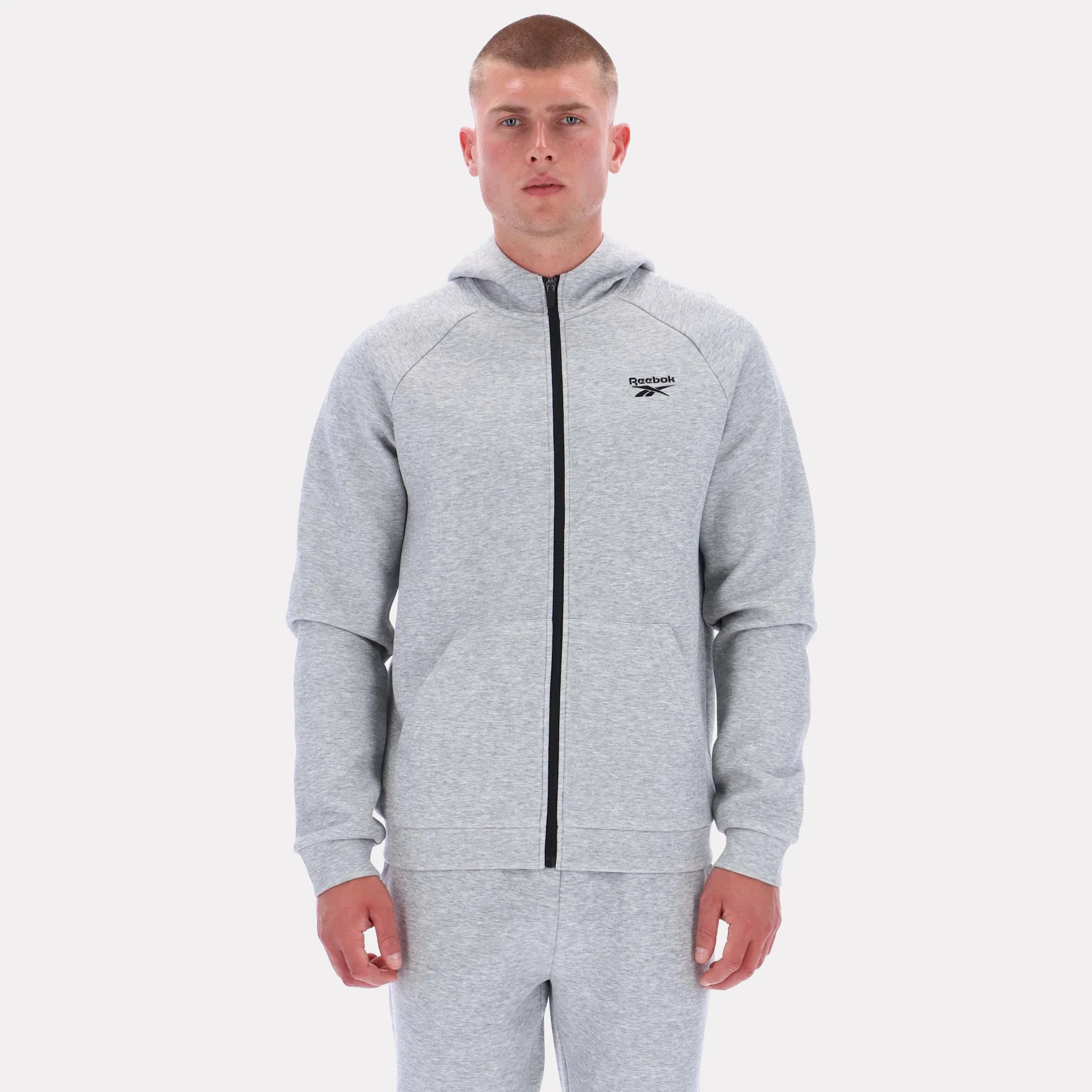 Reebok Apparel Men Core Zip Hoodie GREY MARL