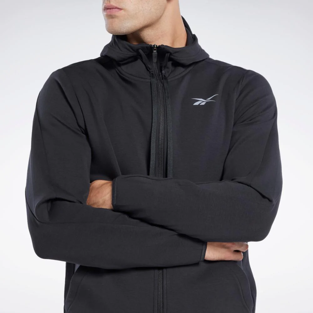 Reebok Apparel Men DreamBlend Zip-Up Hooded Jacket BLACK