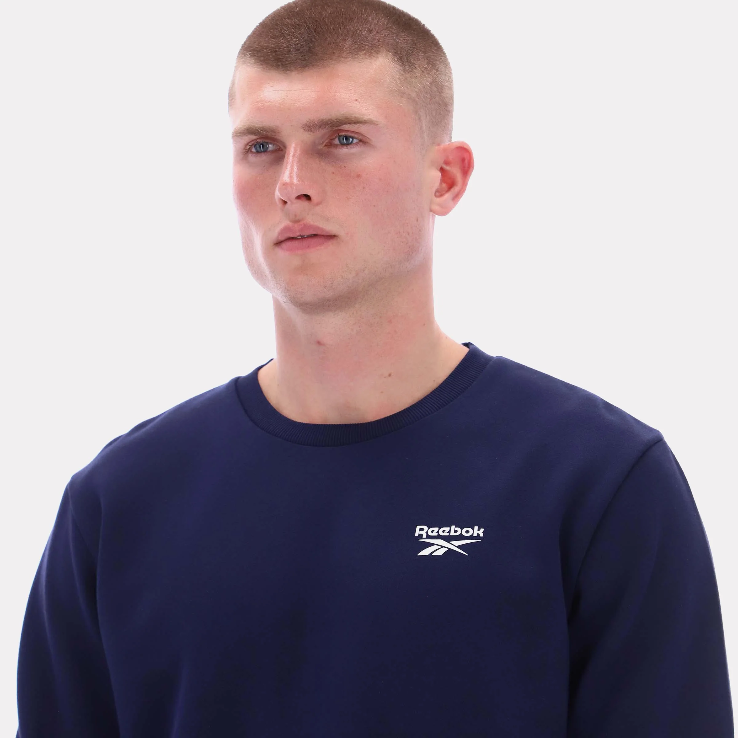 Reebok Apparel Men Essential Logo Crewneck Sweatshirt VECTOR NAVY - Image 3