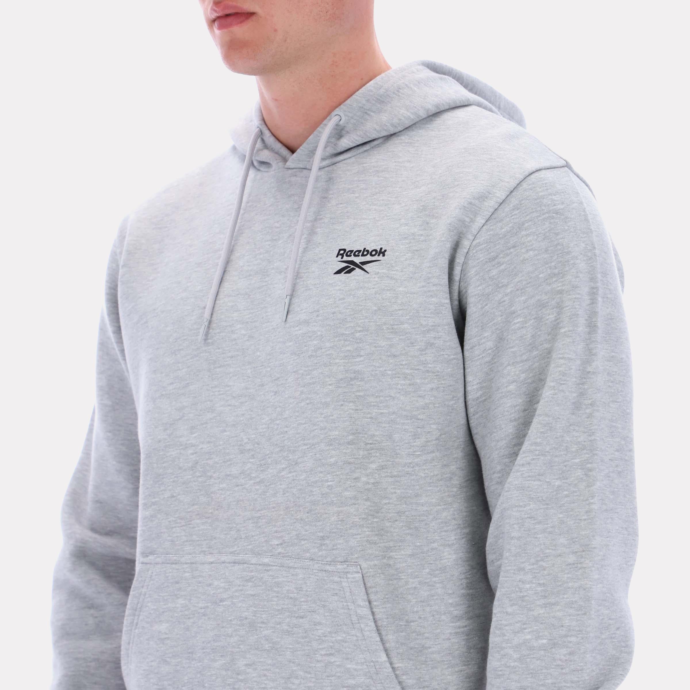 Reebok Apparel Men Essential Logo Hoodie LIGHT GREY MARL - Image 3