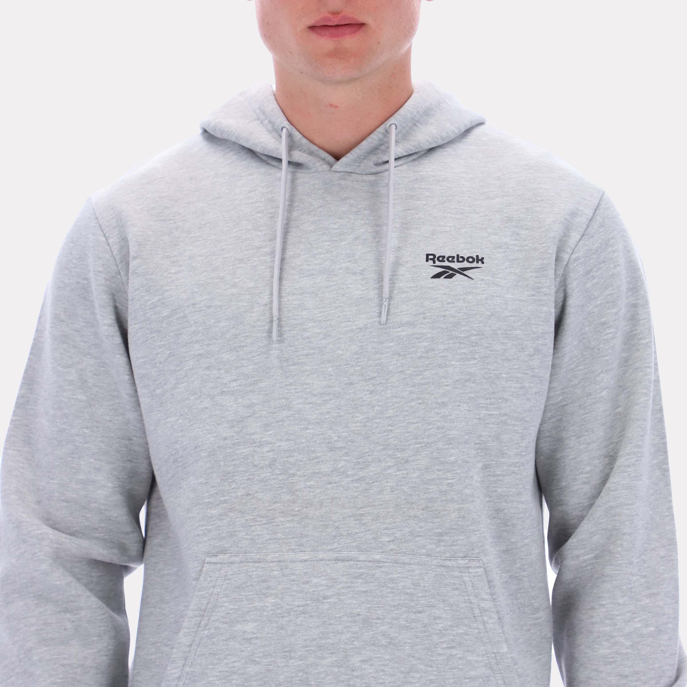 Reebok Apparel Men Essential Logo Hoodie LIGHT GREY MARL - Image 4
