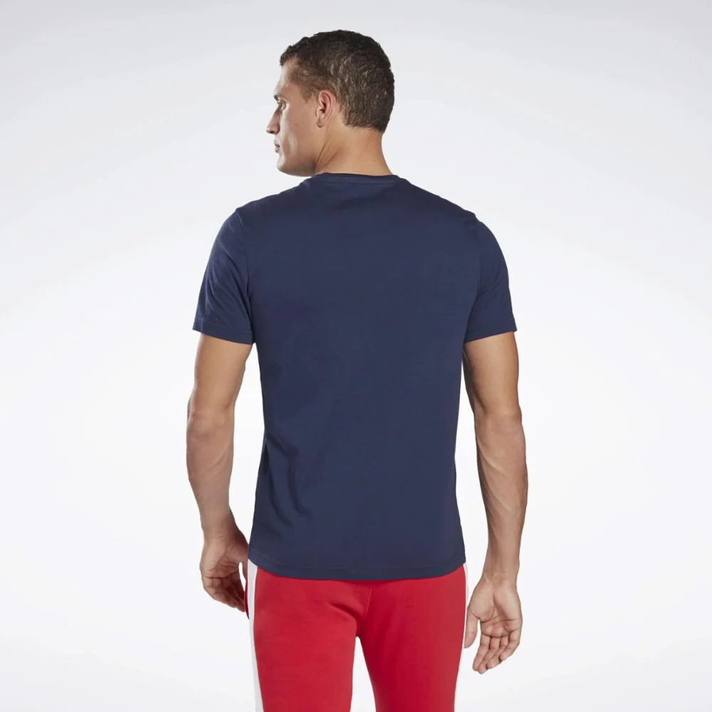 Reebok Apparel Men Graphic Series Linear Logo T-Shirt VECNAV/WHITE - Image 3