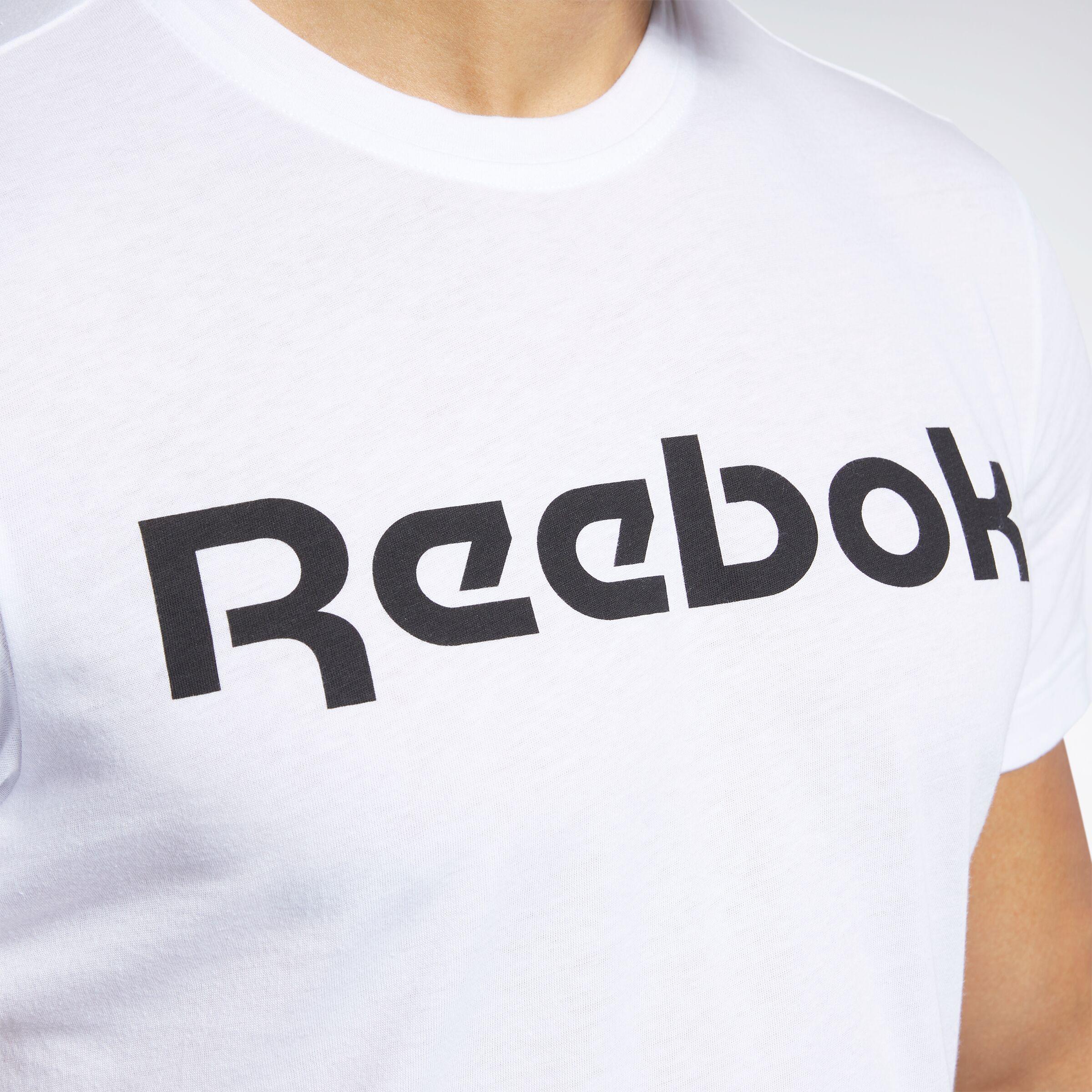 Reebok Apparel Men Graphic Series Linear Logo T-Shirt WHITE - Image 3