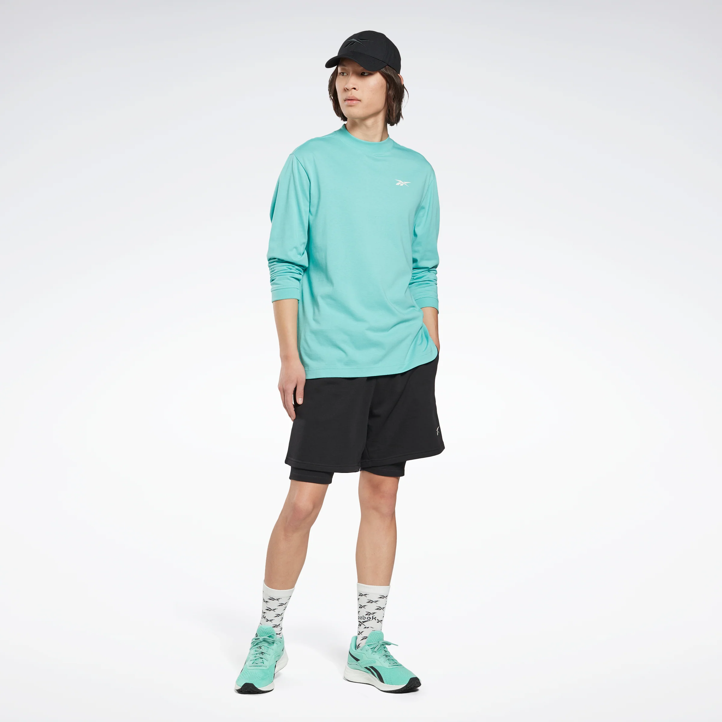 Reebok Apparel Men Myt Long-Sleeve Top Graphic T-Long-Sleeve Top Semi Classic Teal - Image 2