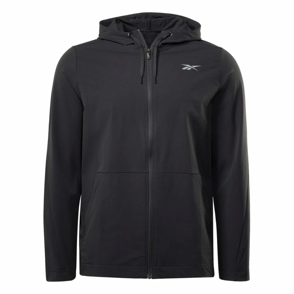 Reebok Apparel Men Performance Woven Zip-Up Jacket BLACK - Image 6