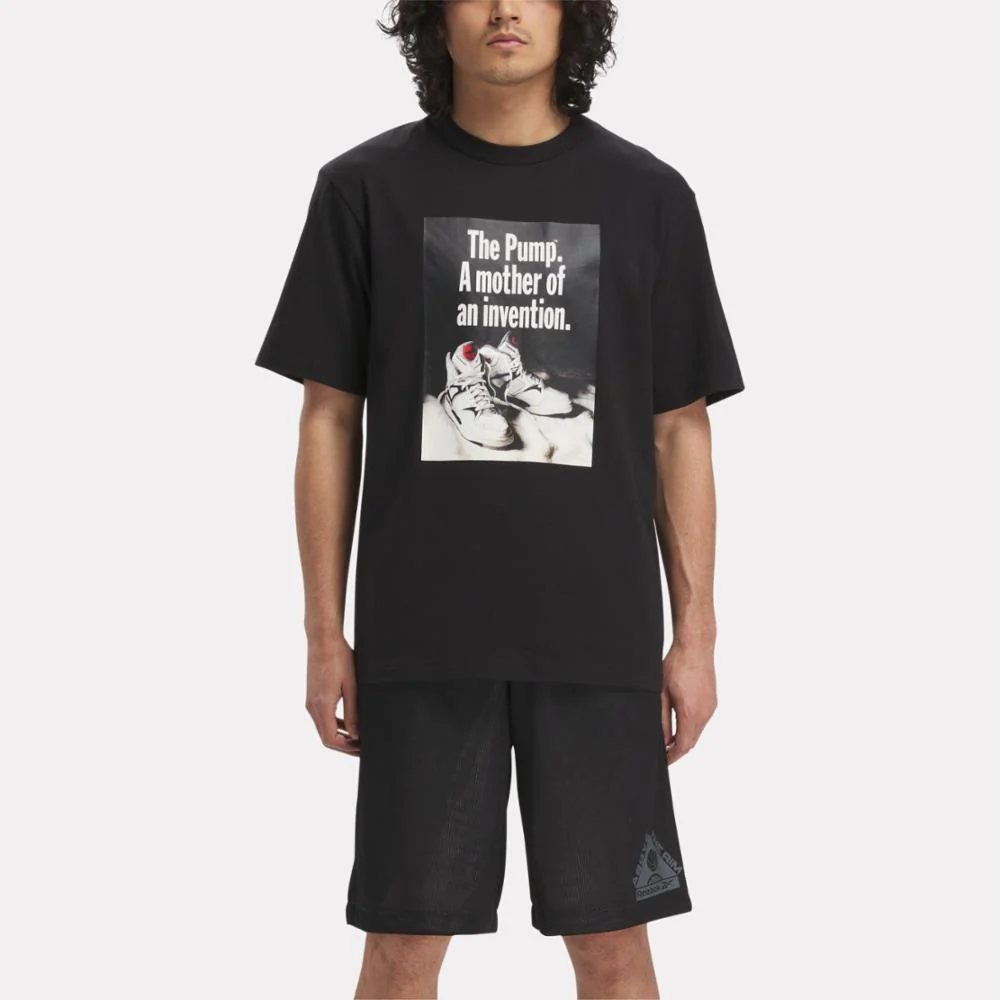 Reebok Apparel Men Basketball Pump Graphic T-Shirt BLACK