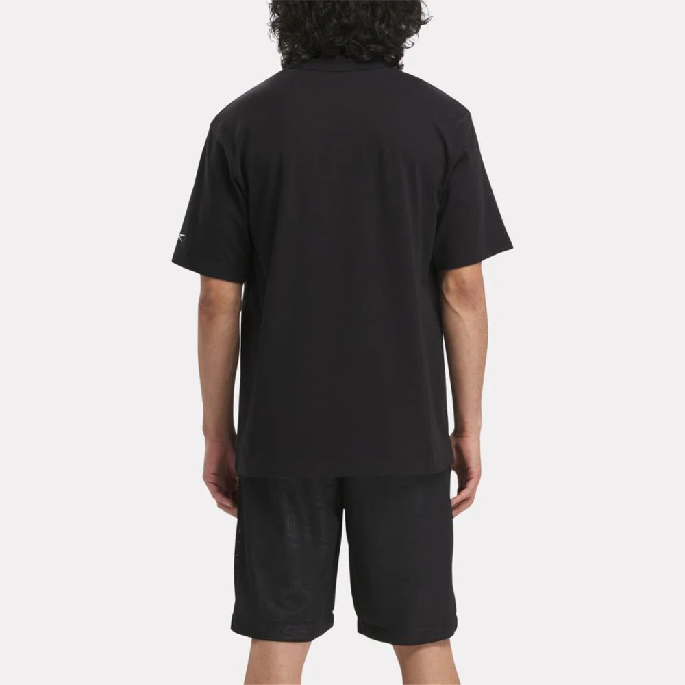 Reebok Apparel Men Basketball Pump Graphic T-Shirt BLACK - Image 2