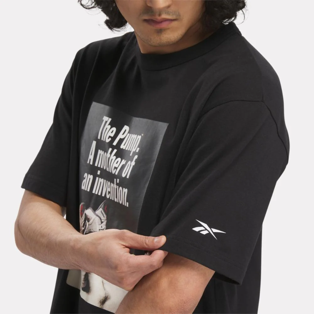 Reebok Apparel Men Basketball Pump Graphic T-Shirt BLACK - Image 5