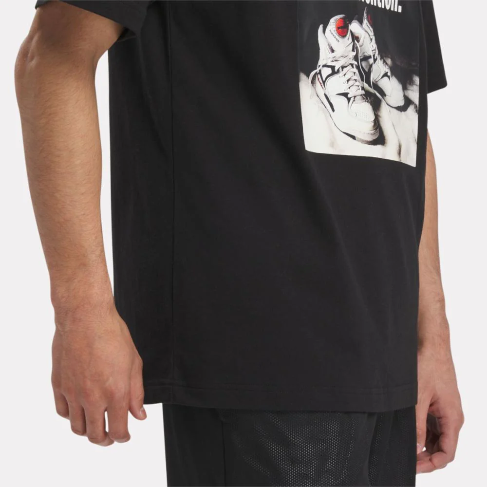 Reebok Apparel Men Basketball Pump Graphic T-Shirt BLACK - Image 6