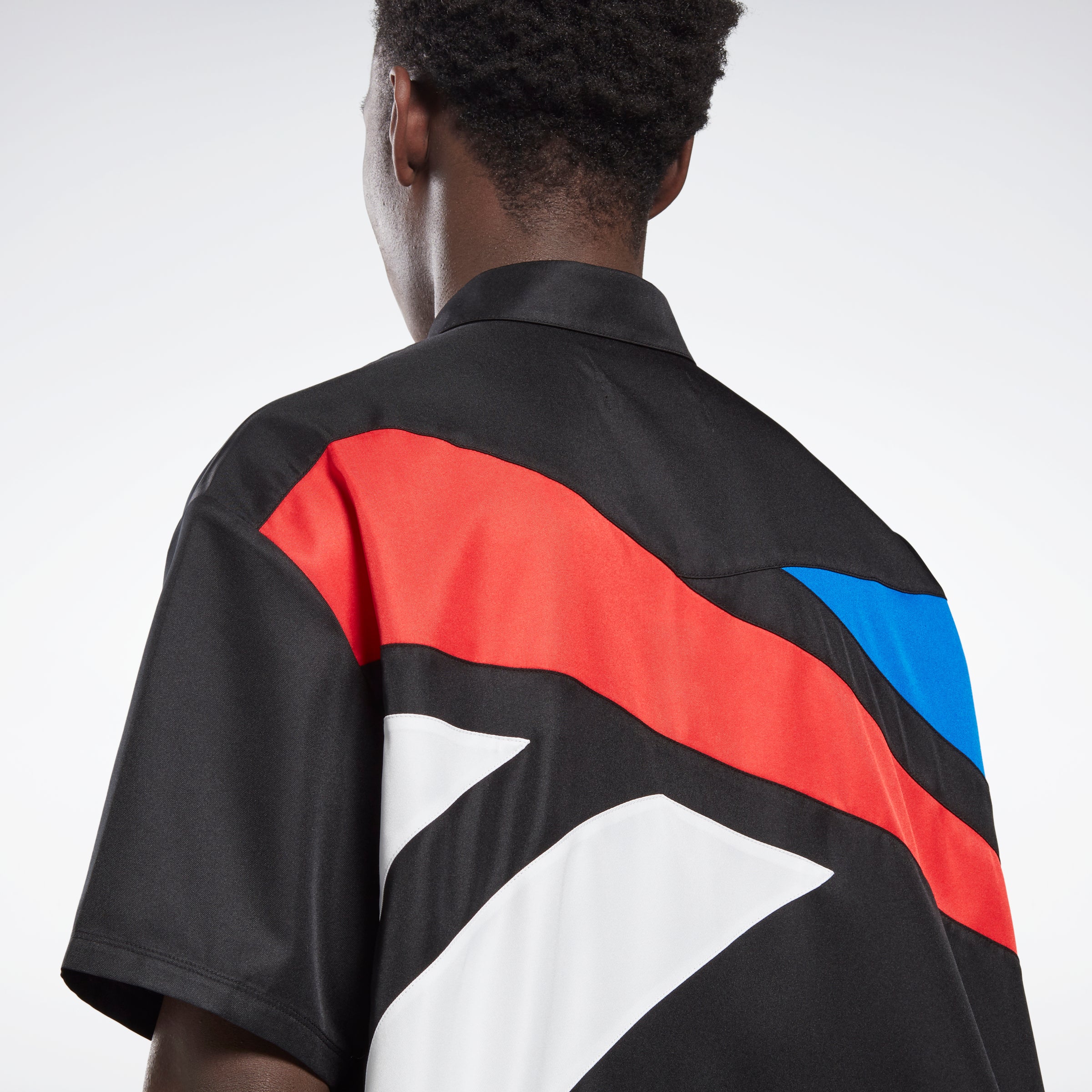Reebok Apparel Men Reebok By Pyer Moss Short Sleeve Cropped Button-Down Shirt Black - Image 4