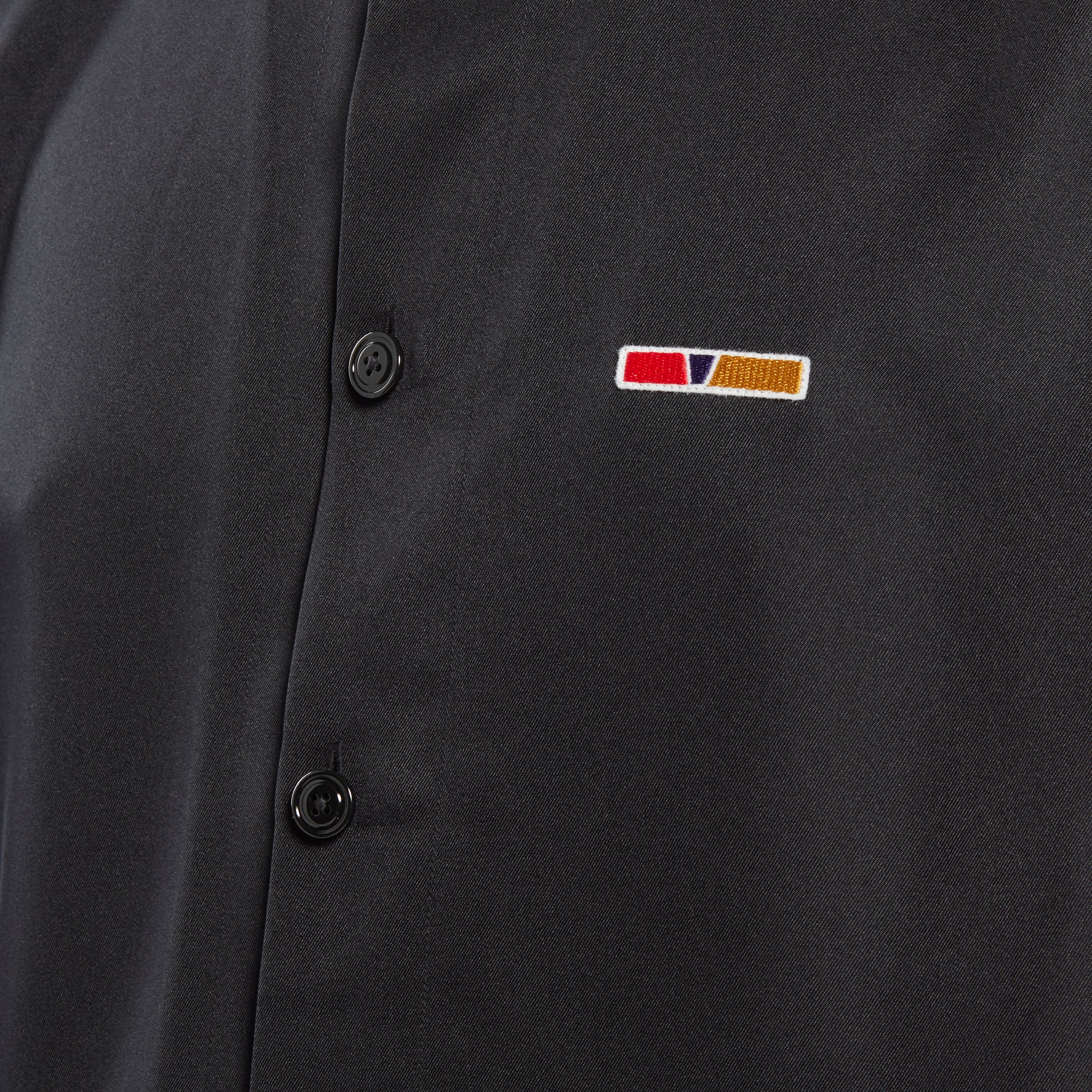 Reebok Apparel Men Reebok By Pyer Moss Short Sleeve Cropped Button-Down Shirt Black - Image 5