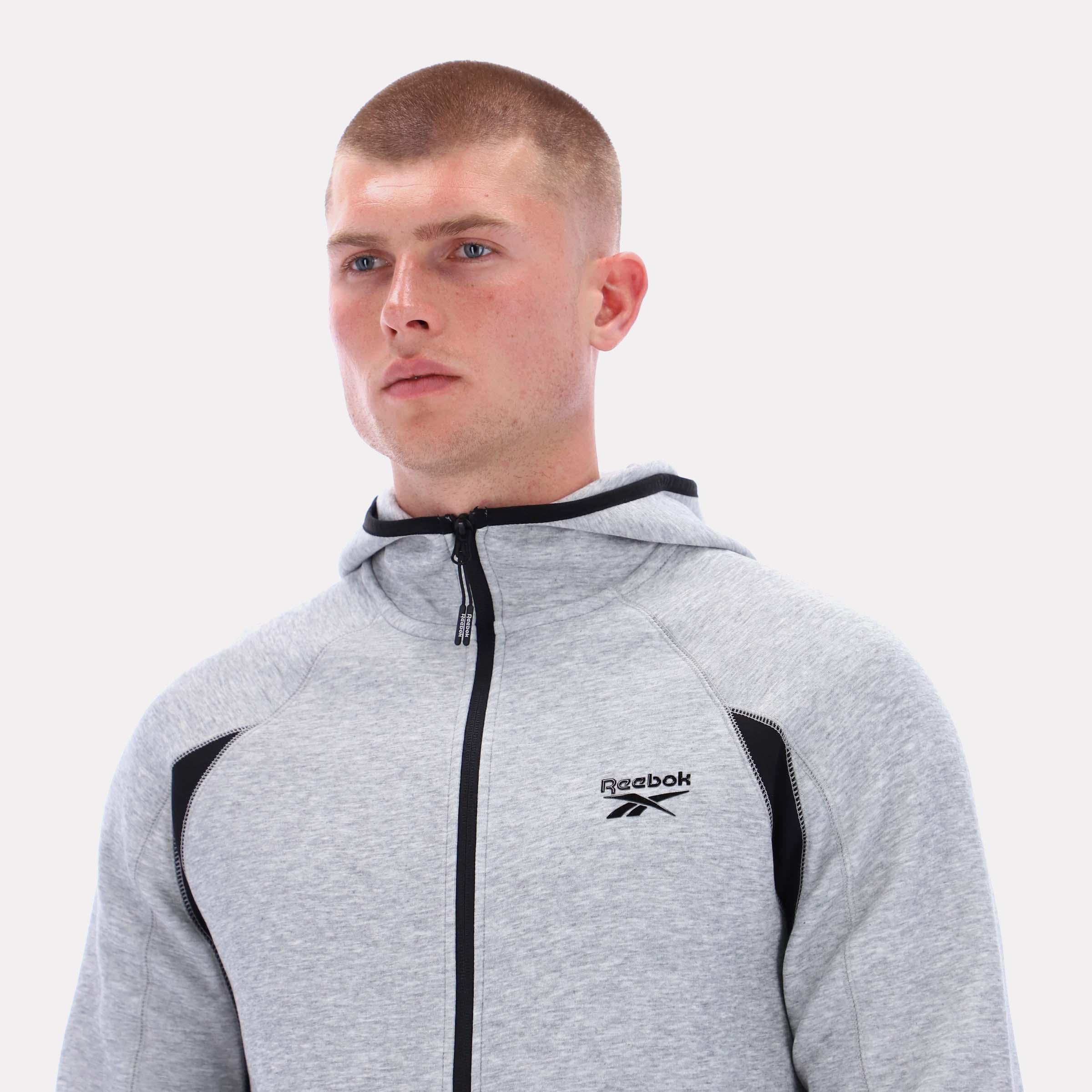 Reebok Apparel Men Reebok Contrast Panel Zip Hoodie GREY MARL - Image 3