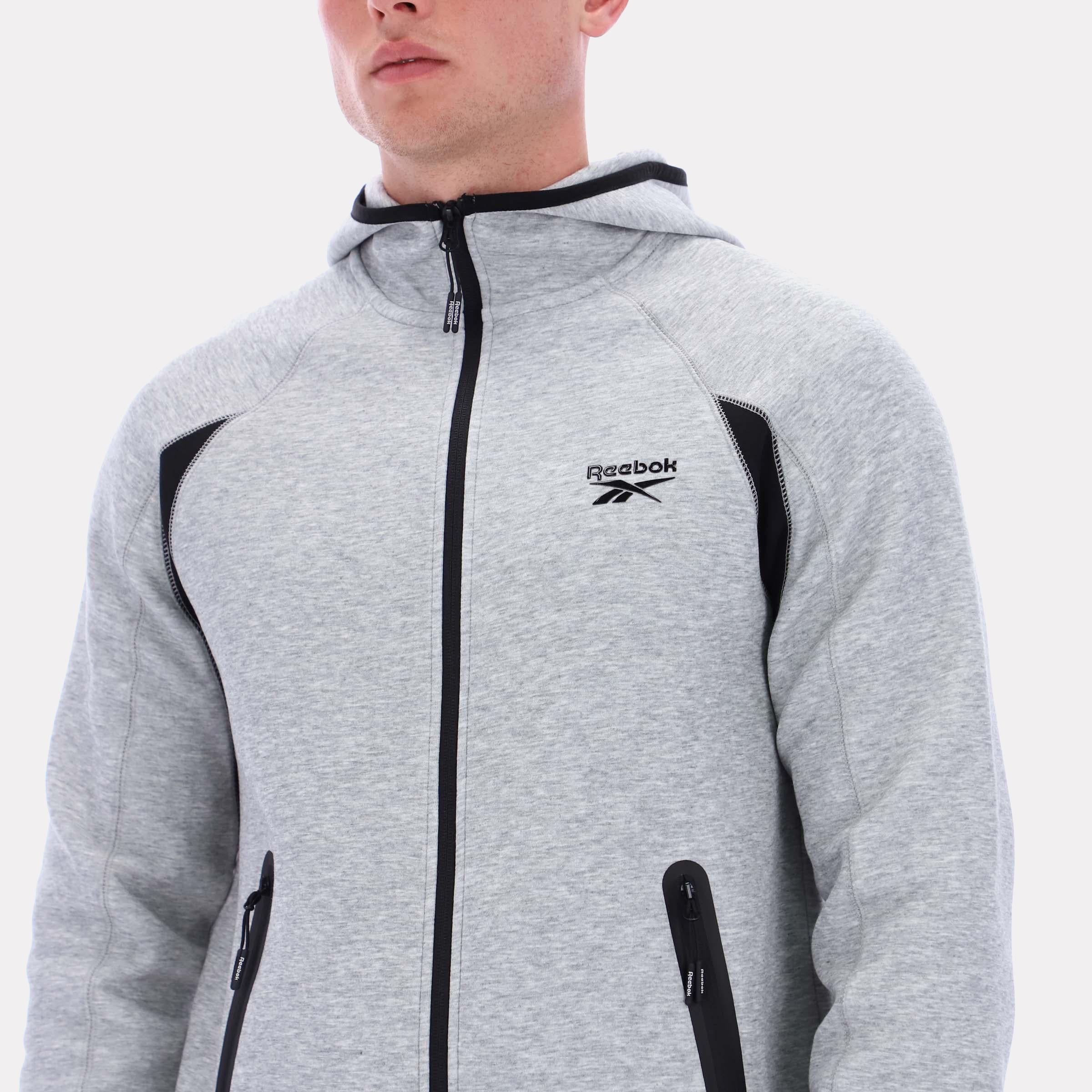 Reebok Apparel Men Reebok Contrast Panel Zip Hoodie GREY MARL - Image 4