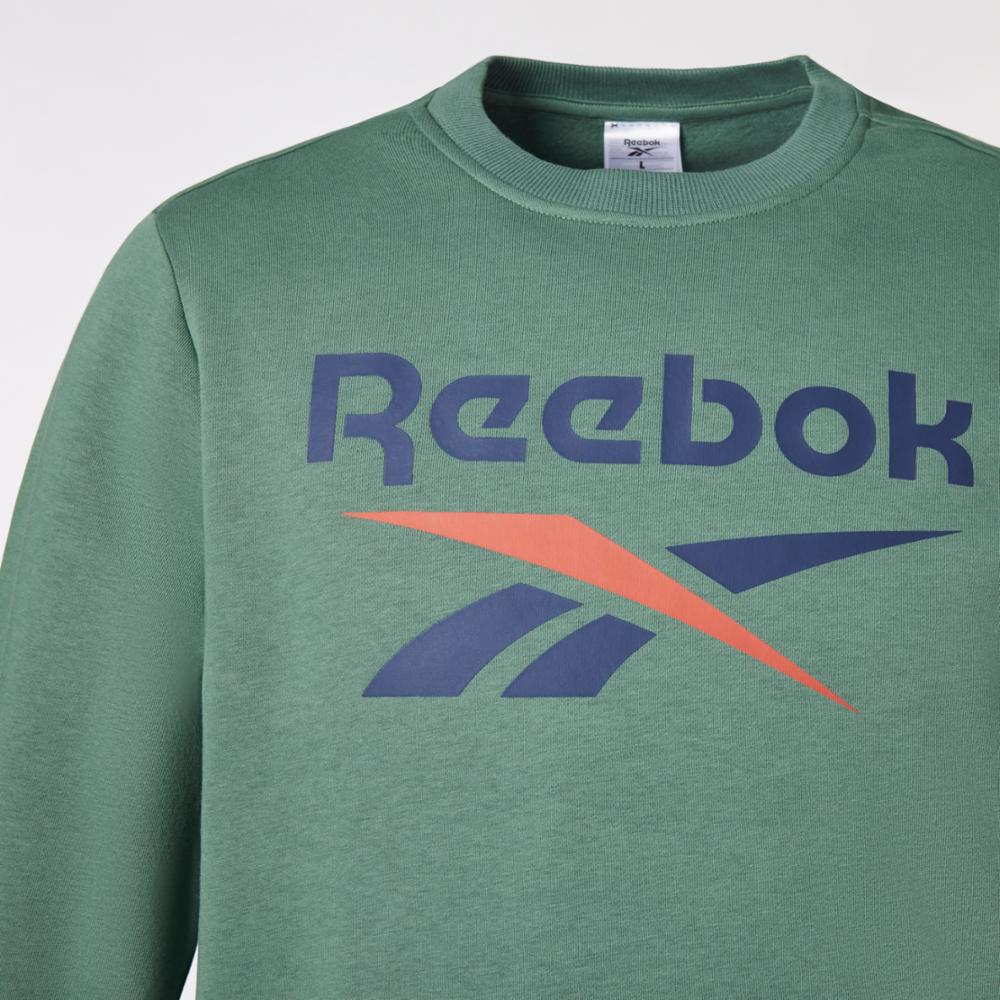 Reebok Apparel Men Reebok Identity Fleece Stacked Logo Sweatshirt ESCAPE GREEN - Image 3