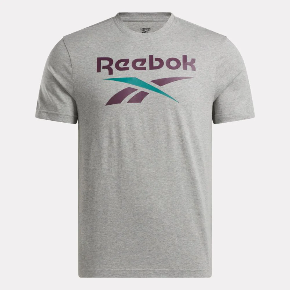 Reebok Apparel Men Reebok Identity Big Stacked Logo T-Shirt MGREYH/MIDNIGHT PLUM - Image 4