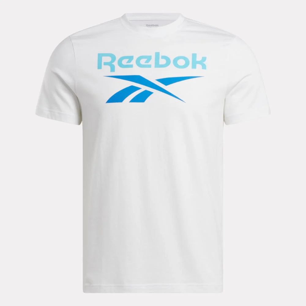 Reebok Apparel Men Reebok Identity Big Stacked Logo T-Shirt WHITE/BOLCYA - Image 4