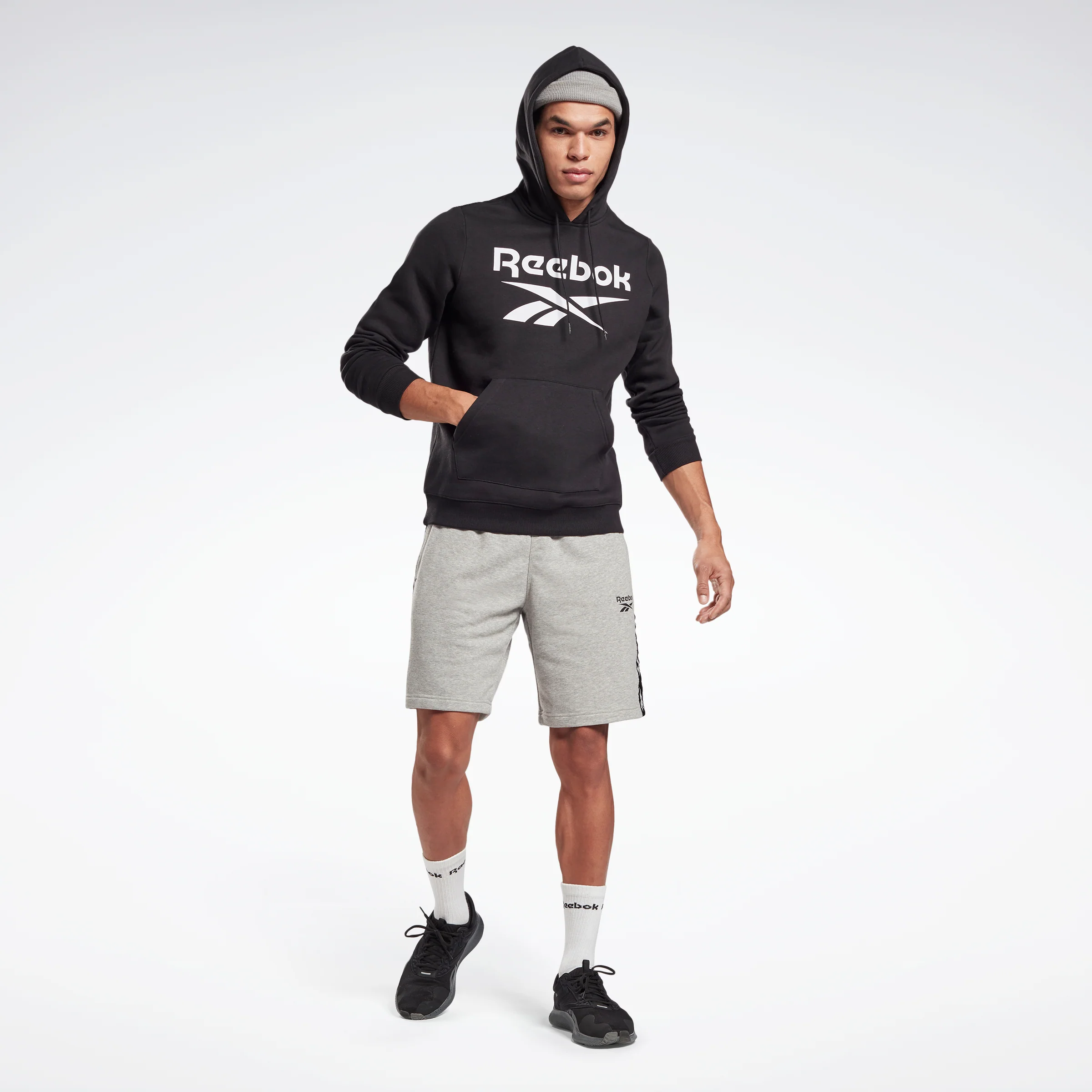 Reebok Apparel Men Reebok Identity Fleece Hoodie Black/White - Image 2