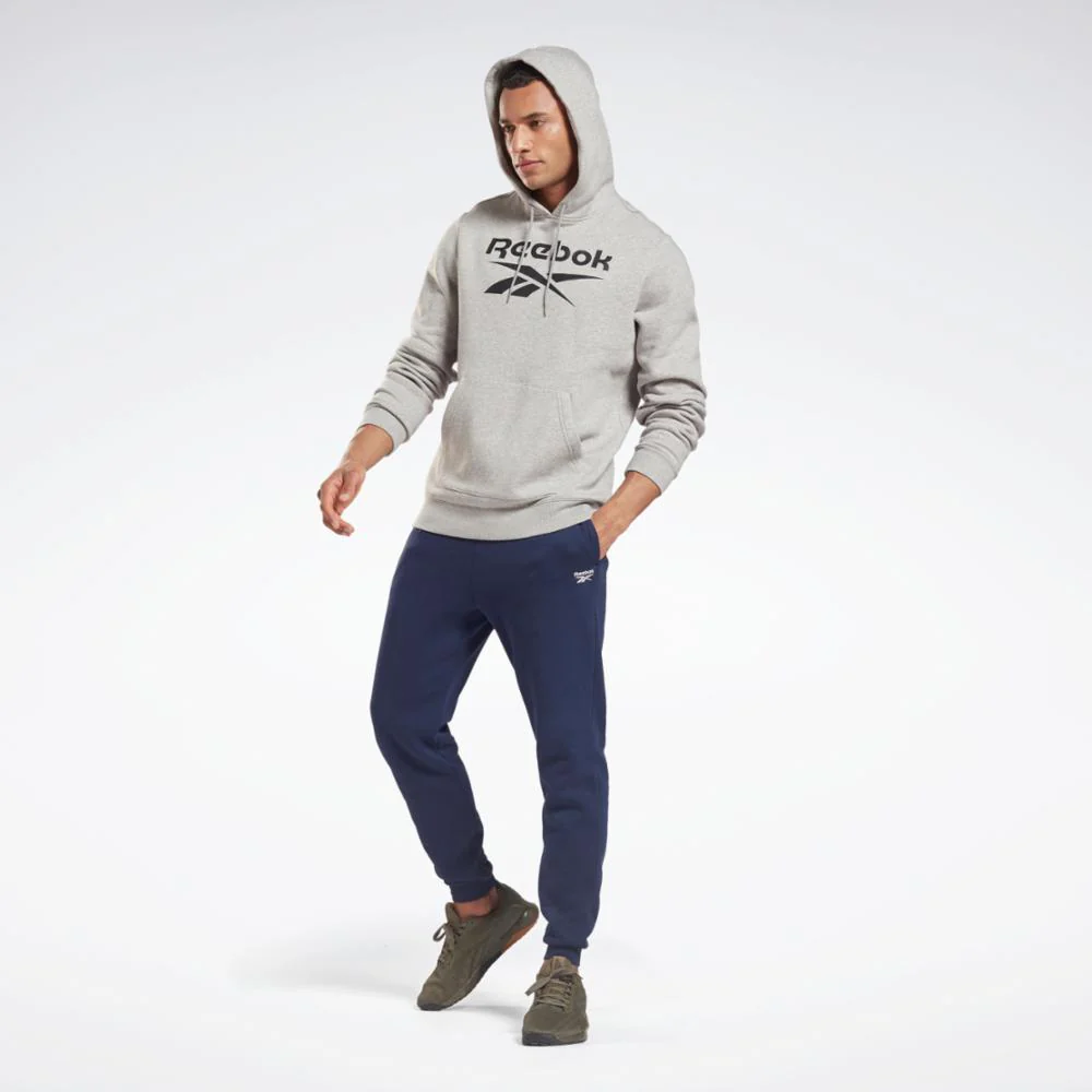 Reebok Apparel Men Reebok Identity Fleece Hoodie MGREYH/BLACK - Image 2