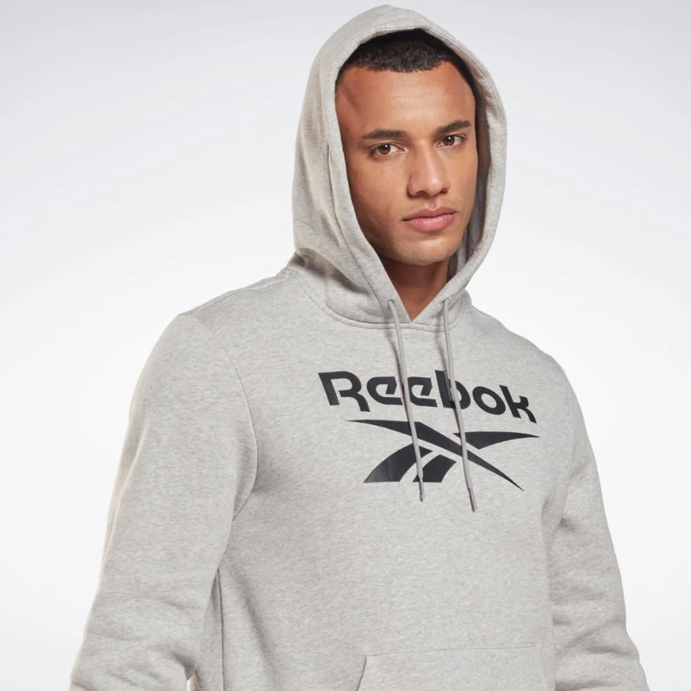 Reebok Apparel Men Reebok Identity Fleece Hoodie MGREYH/BLACK - Image 4