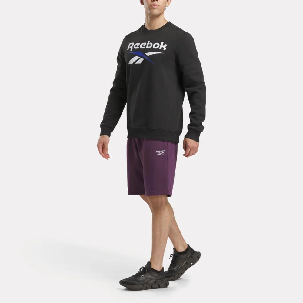 Reebok Apparel Men Reebok Identity Fleece Stacked Logo Crew Sweatshirt BLACK/BOUNDLESS BLUE - Image 2