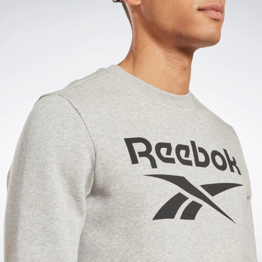 Reebok Apparel Men Reebok Identity Fleece Stacked Logo Sweatshirt MEDIUM GREY HEATHER - Image 3