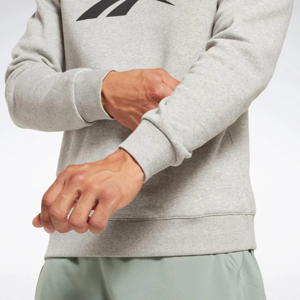 Reebok Apparel Men Reebok Identity Fleece Stacked Logo Sweatshirt MEDIUM GREY HEATHER - Image 4