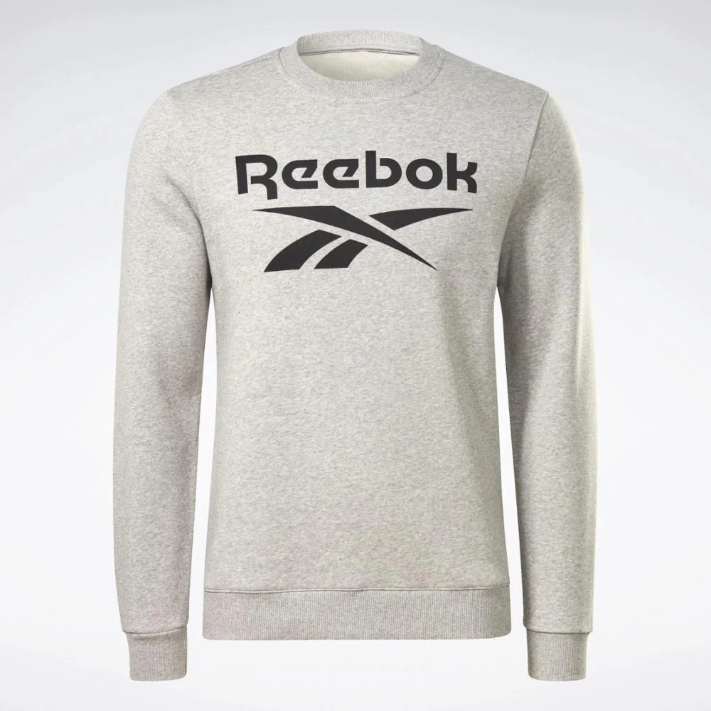 Reebok Apparel Men Reebok Identity Fleece Stacked Logo Sweatshirt MEDIUM GREY HEATHER - Image 5